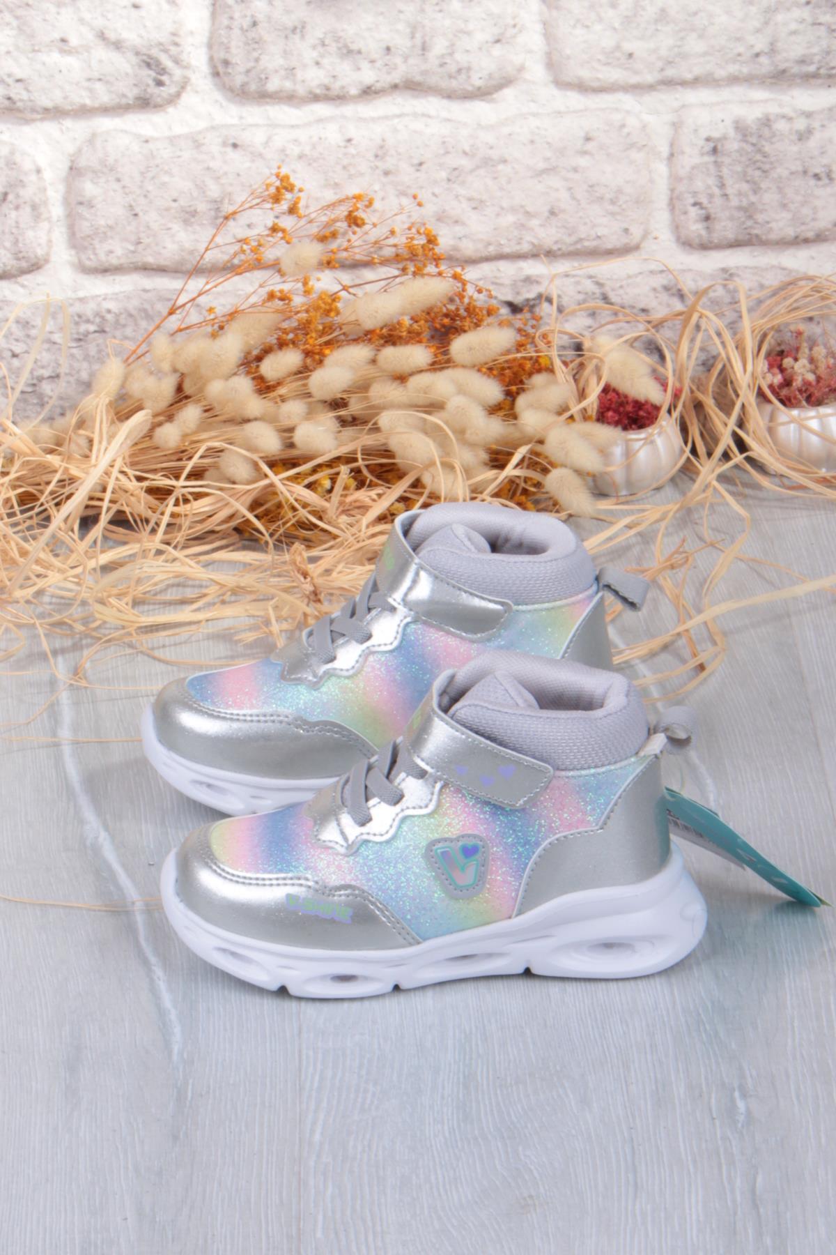 946.B25K.430 Poni Gümüş Anatomik Hafif Işıklı Kız Çocuk Bot - Görsel 5