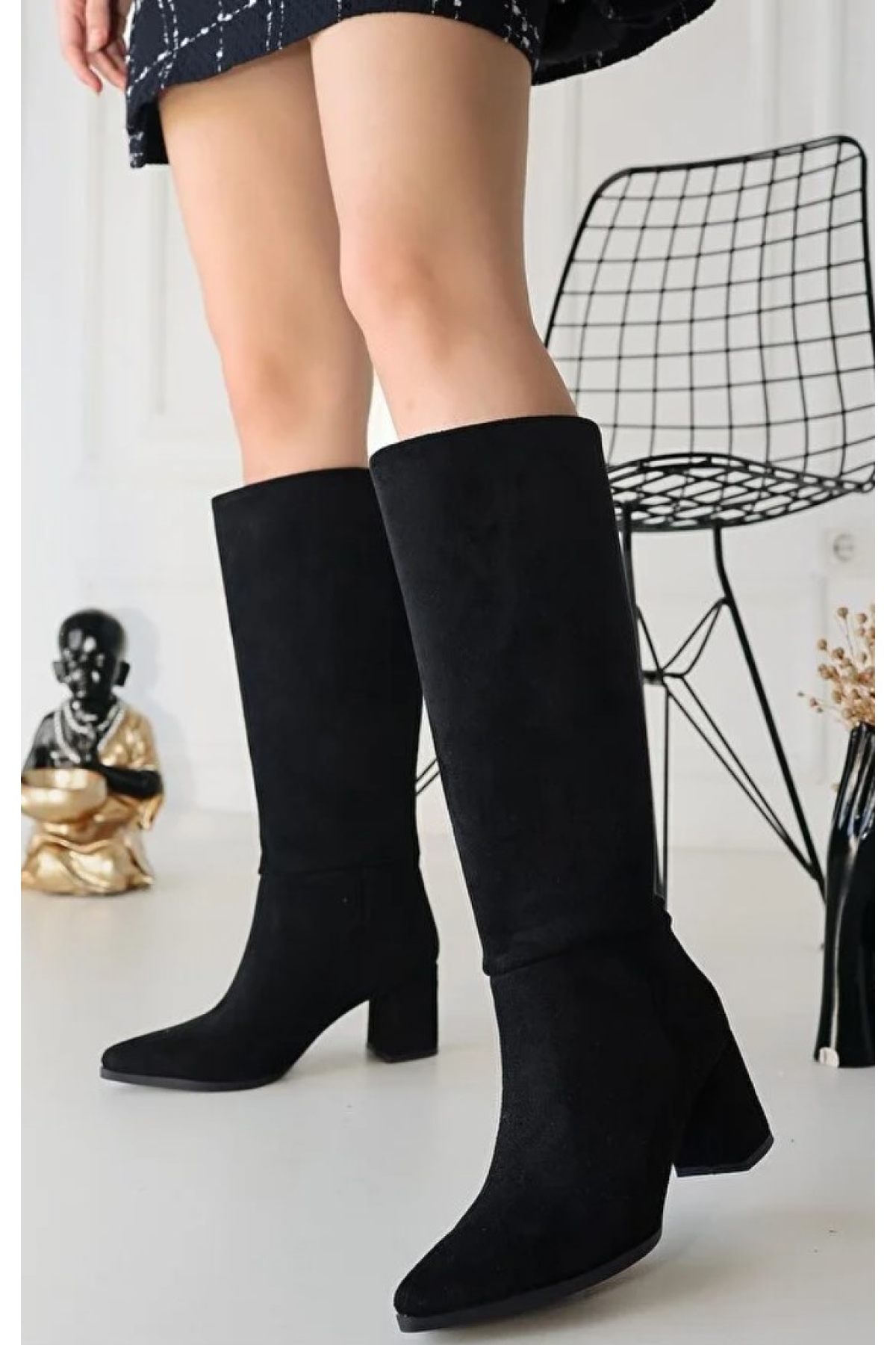 Seribo Sivri Burun Fermuarsız Kadın Çizme - Görsel 2