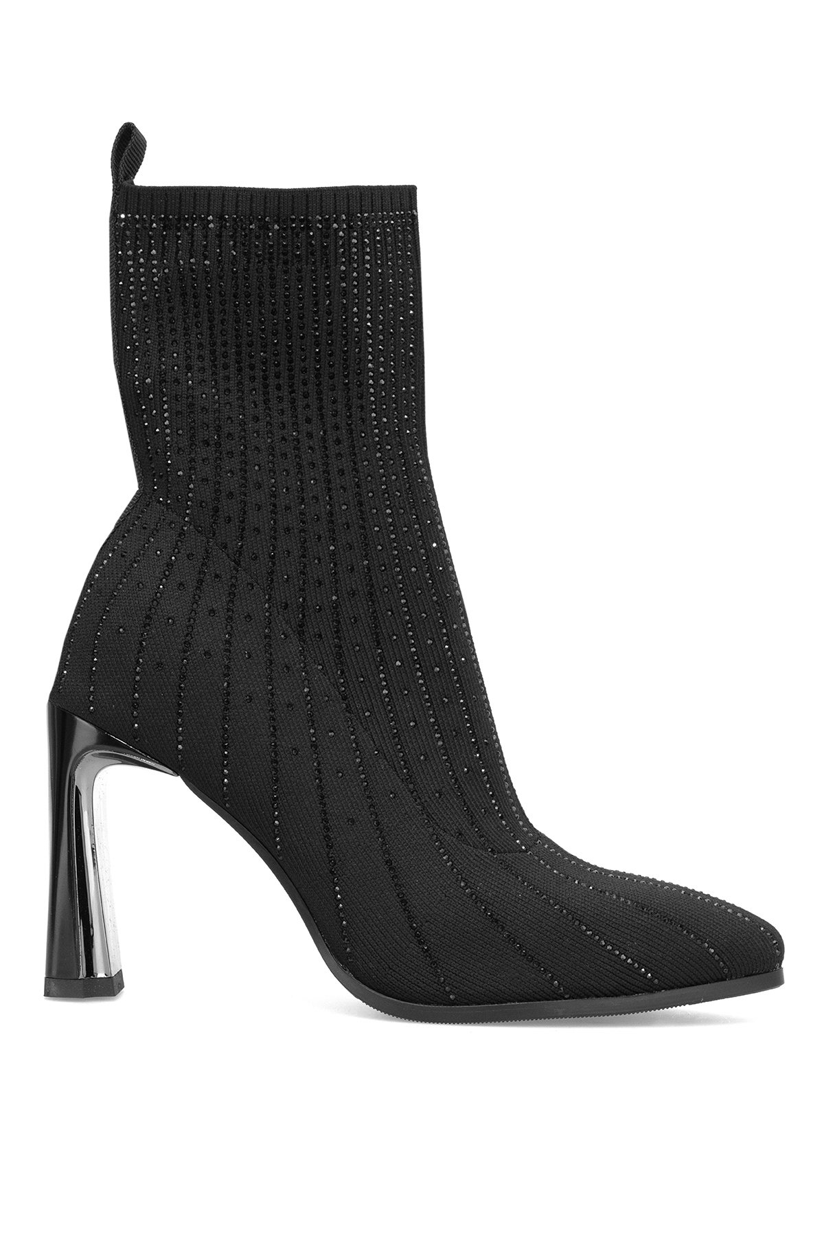 25K104 Kadın Taşlı Topuklu Bot Siyah - Görsel 2