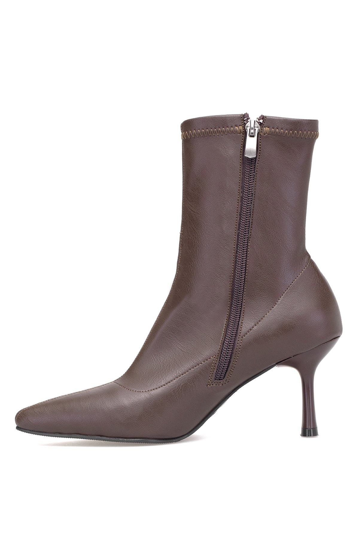 Elit 25KMST1179C Kadın Topuklu Bot Kahverengi - Görsel 4