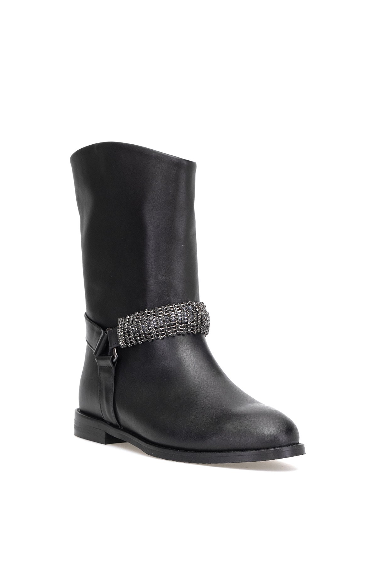 Elit Selindra Kadın Hakiki Deri Düz Bot Siyah - Görsel 3