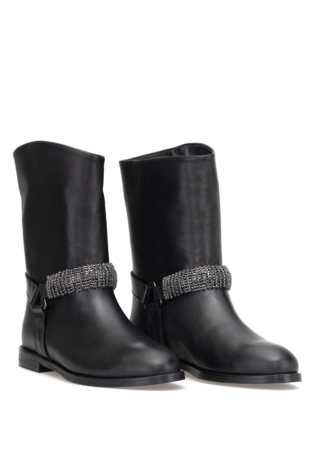 Elit Selindra Kadın Hakiki Deri Düz Bot Siyah - Görsel 5