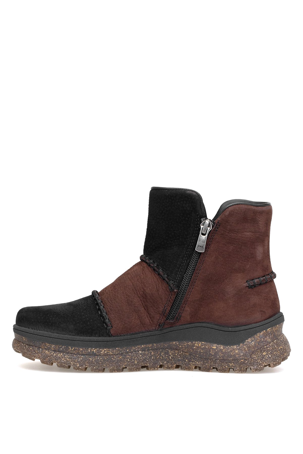 D25KB-4090 Kadın Hakiki Nubuk Deri Düz Bot Siyah - Görsel 4