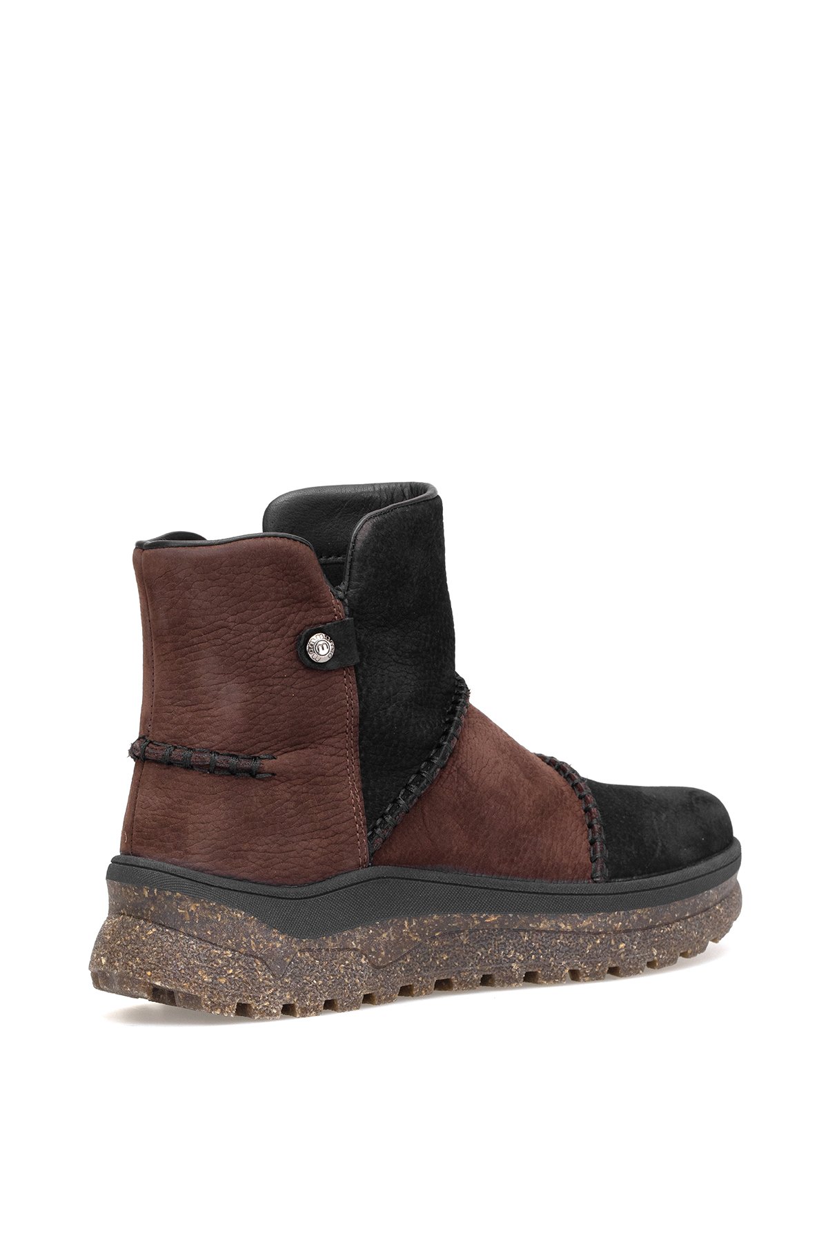 D25KB-4090 Kadın Hakiki Nubuk Deri Düz Bot Siyah - Görsel 5