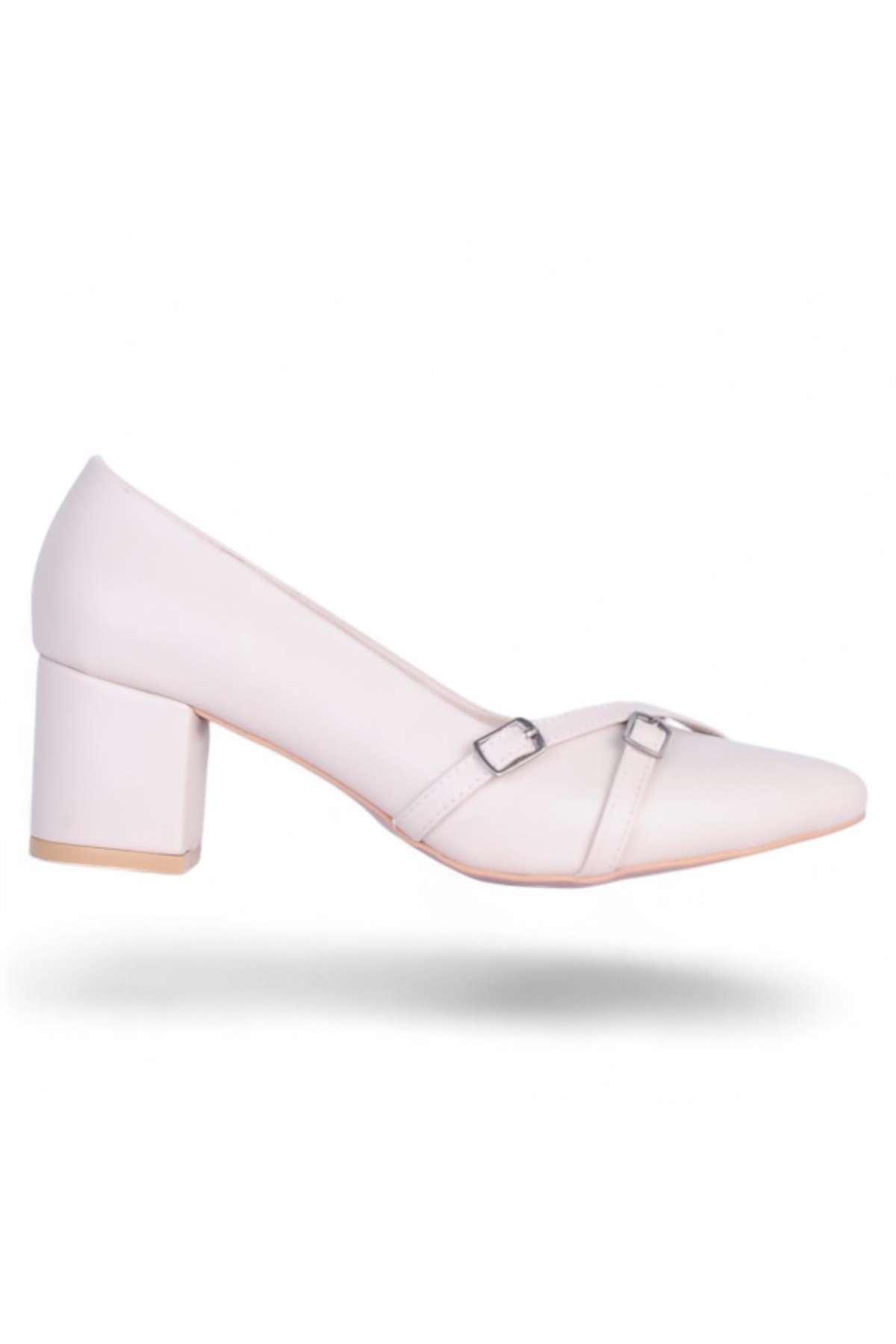 Pıno5 Krem Kadın 7Cm Topuklu Ayakkabı - Görsel 2