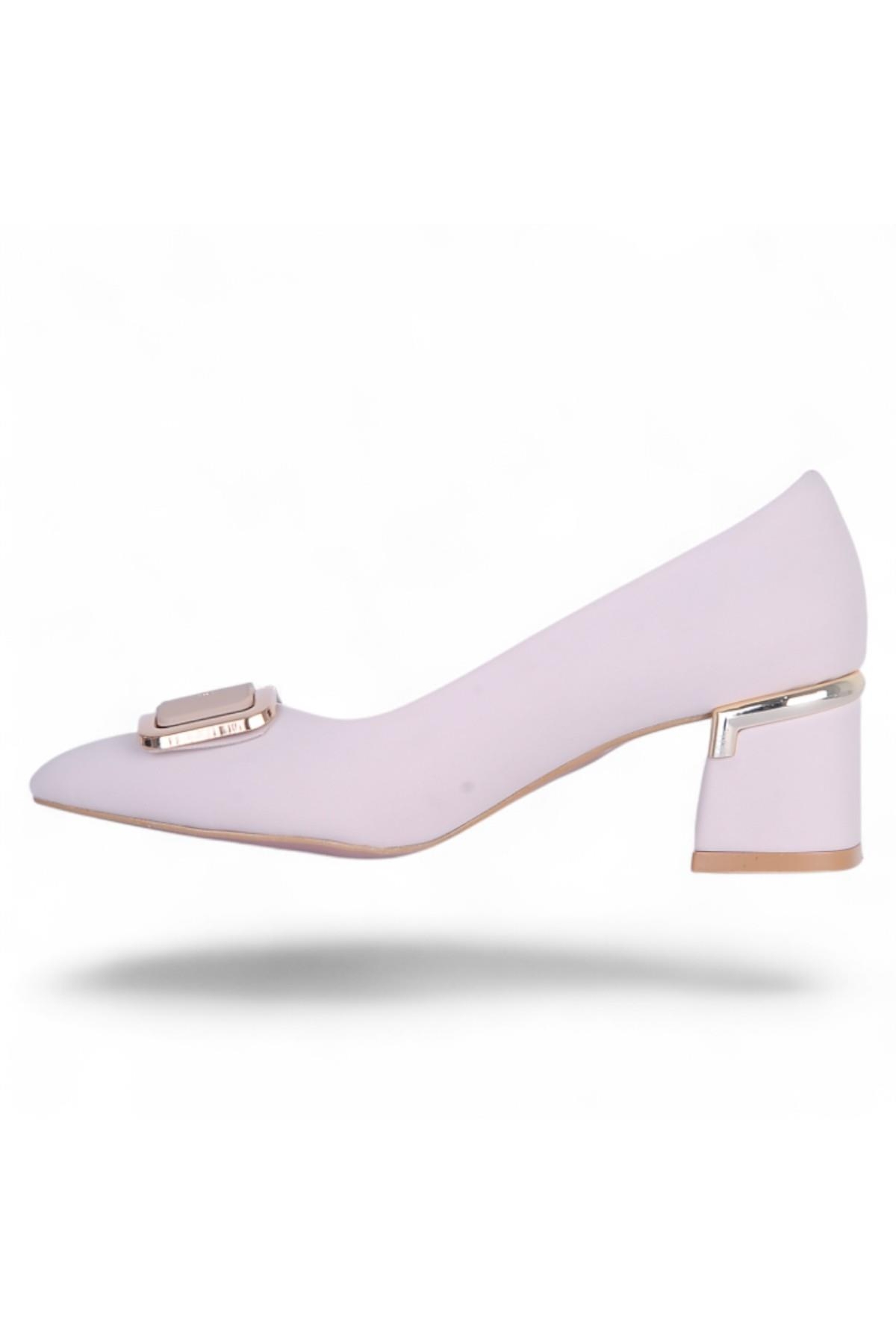 Modamia 302 Krem 6 Cm Kadın Topuklu Ayakkabı - Görsel 4