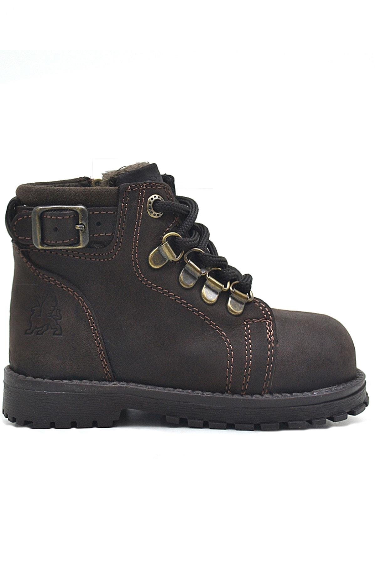 Griffon Hakiki Deri Fermuarlı Kışlık Çocuk Bot - Görsel 3