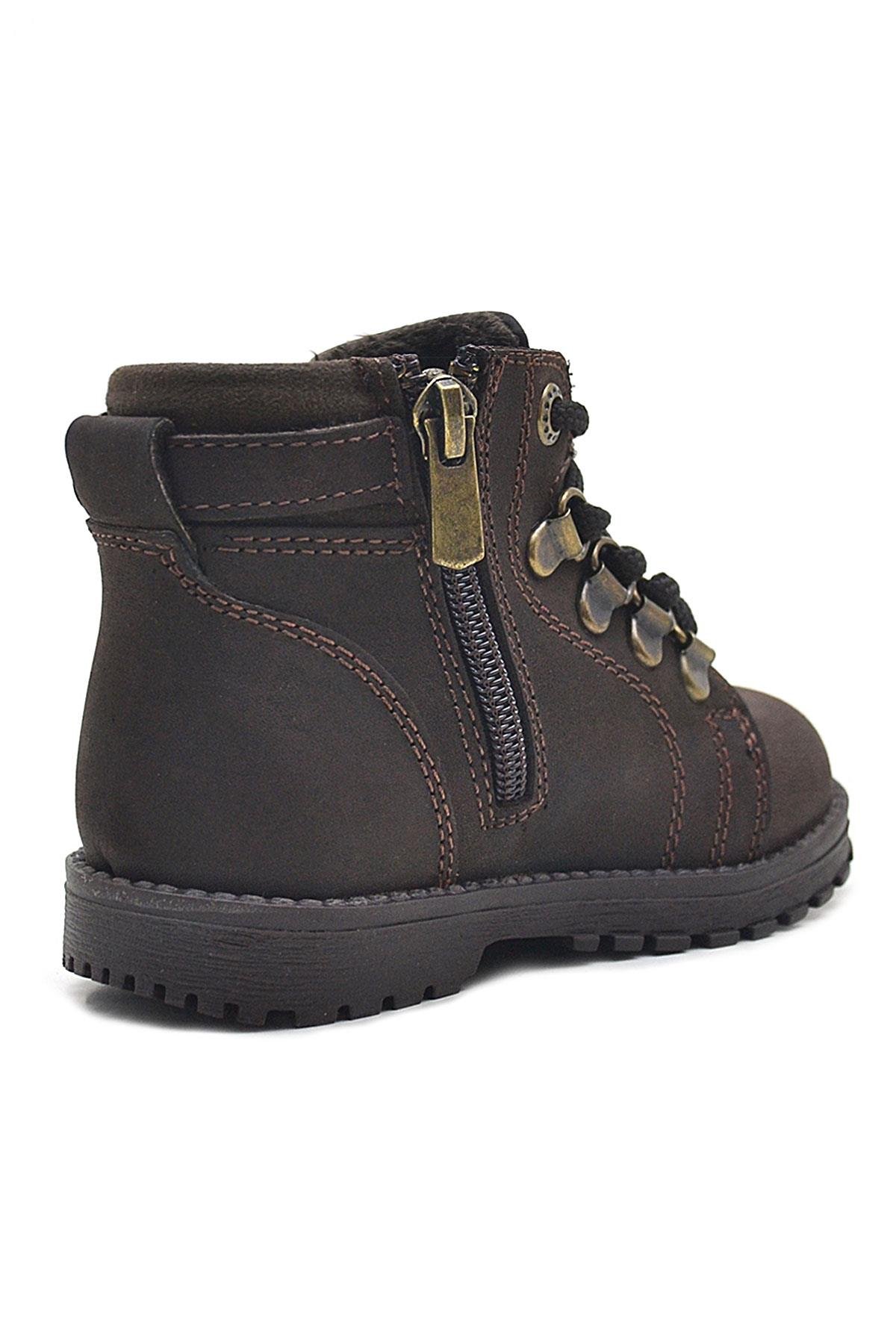 Griffon Hakiki Deri Fermuarlı Kışlık Çocuk Bot - Görsel 4