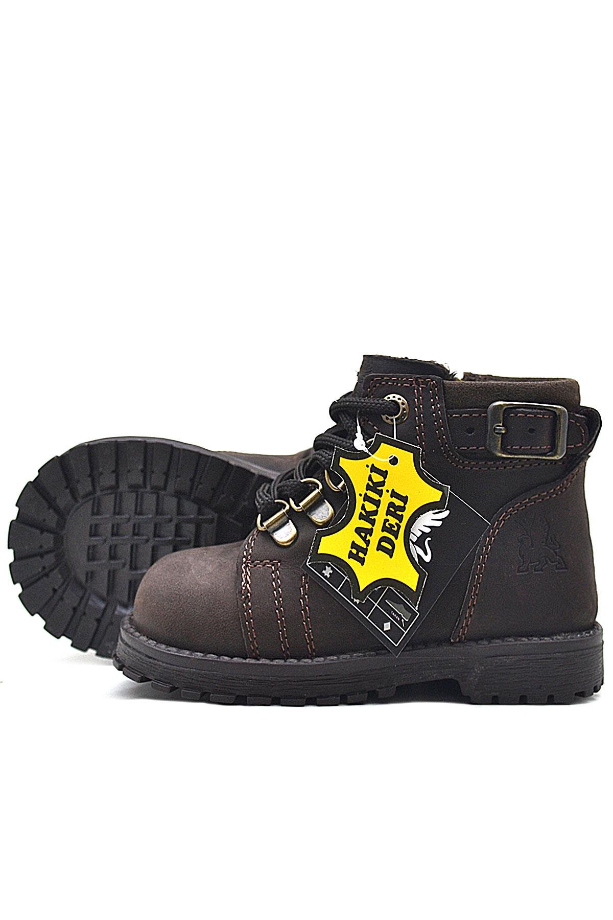 Griffon Hakiki Deri Fermuarlı Kışlık Çocuk Bot - Görsel 6