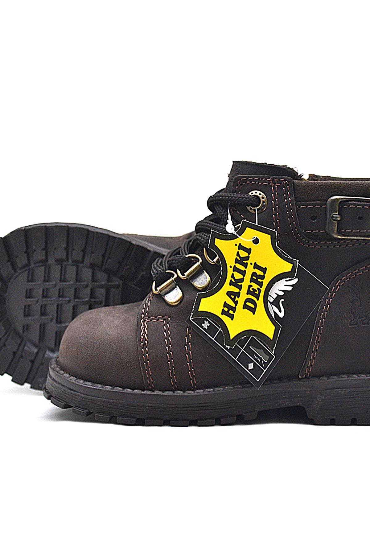 Griffon Hakiki Deri Fermuarlı Kışlık Çocuk Bot - Görsel 8