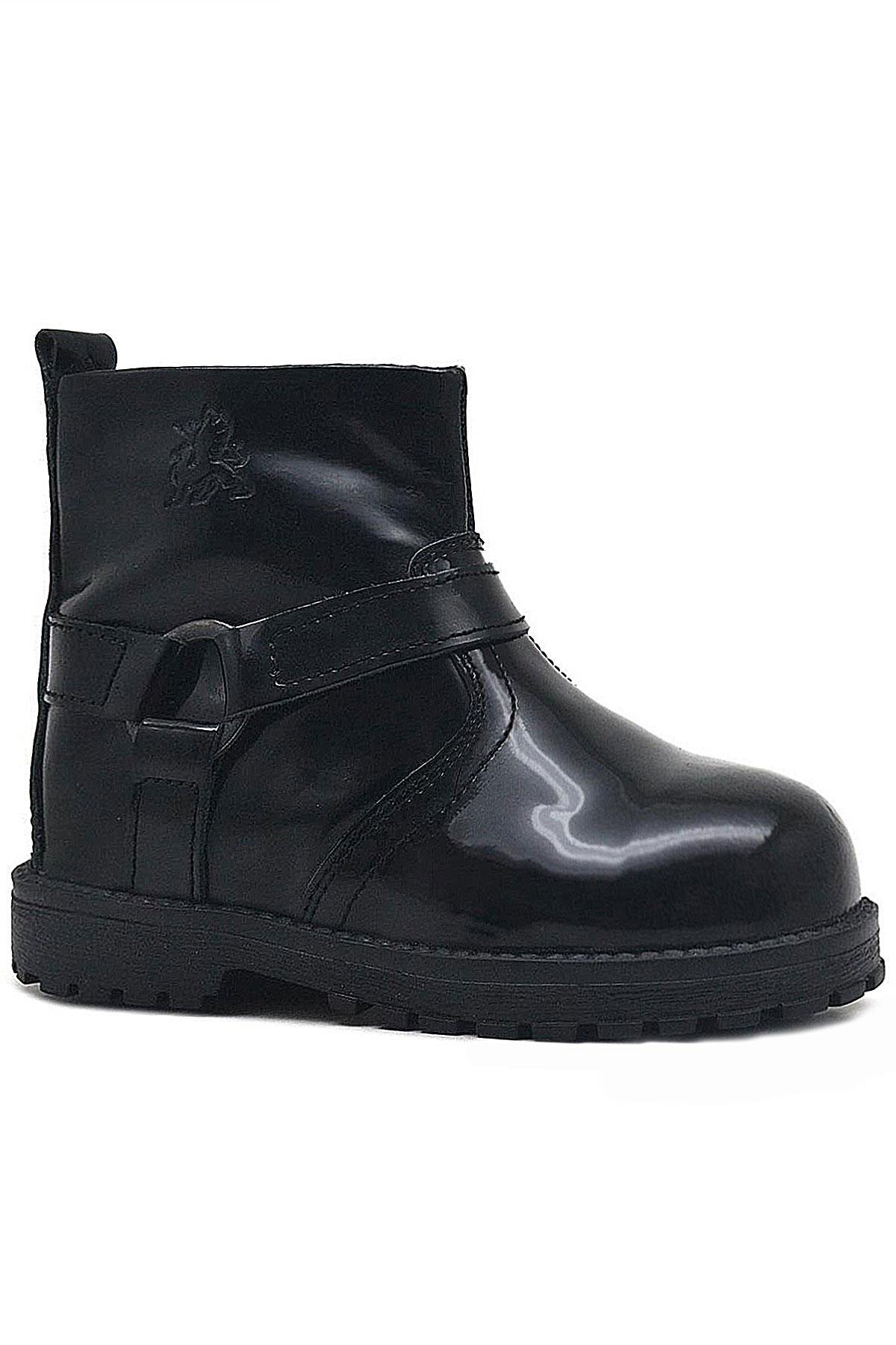 Chiron Hakiki Deri Siyah Rugan Fermuarlı Kız Bebek Bot - Görsel 2