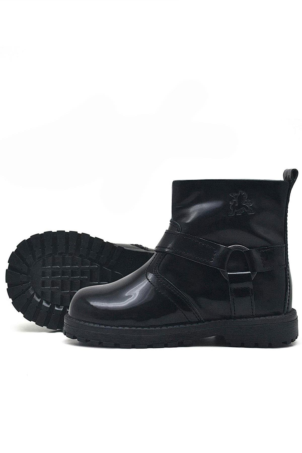 Chiron Hakiki Deri Siyah Rugan Fermuarlı Kız Bebek Bot - Görsel 4