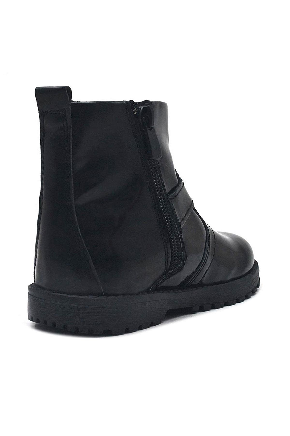 Chiron Hakiki Deri Siyah Rugan Fermuarlı Kız Bebek Bot - Görsel 6