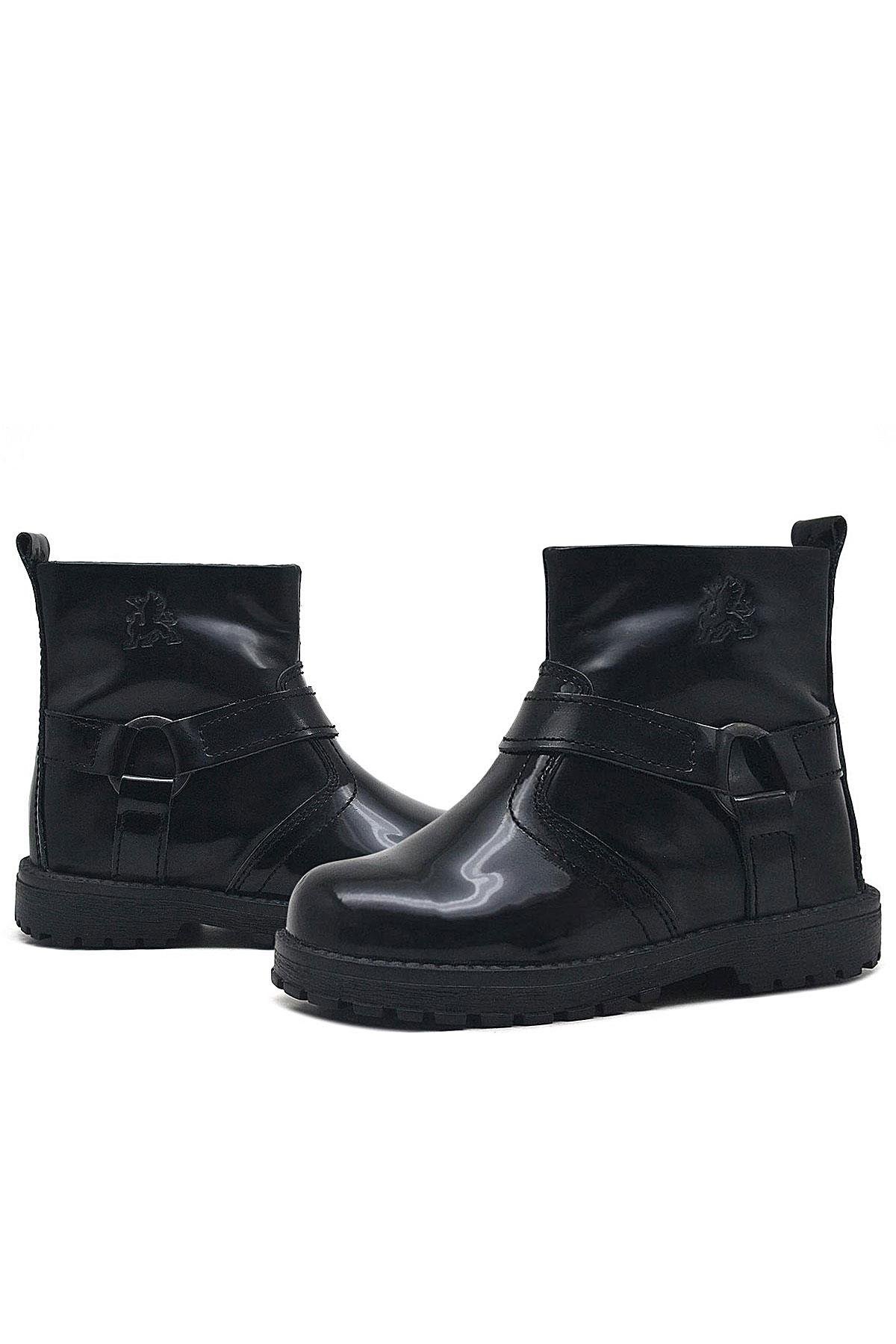 Chiron Hakiki Deri Siyah Rugan Fermuarlı Kız Bebek Bot - Görsel 7