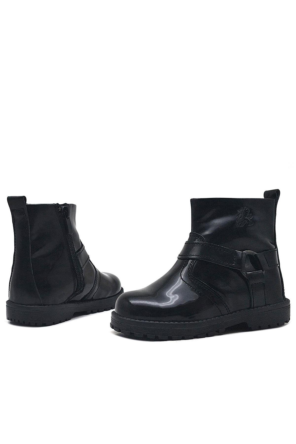 Chiron Hakiki Deri Siyah Rugan Fermuarlı Kız Bebek Bot - Görsel 8