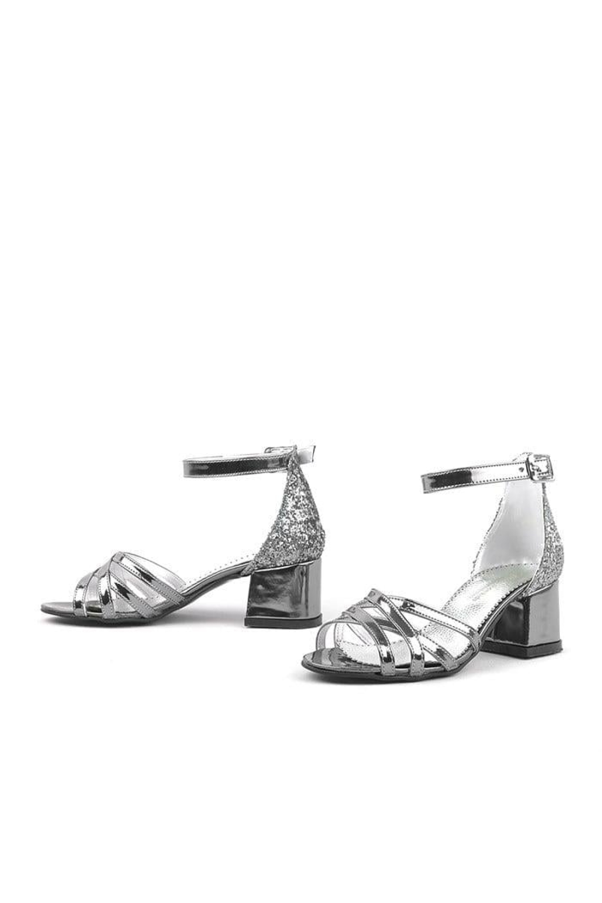 Belle Platin Kalın Topuklu Kız Çocuk Abiye Ayakkabı - Görsel 12