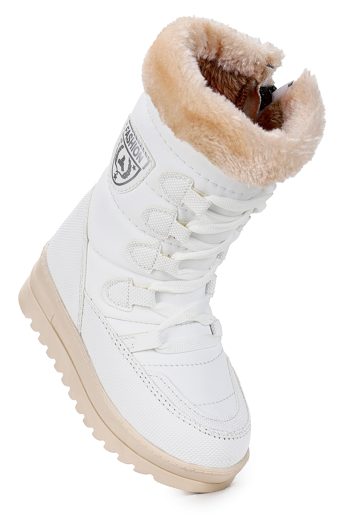 Deco İçi Termal Kürklü Kız Çocuk Kar Botu Ayakkabı Beyaz - Görsel 2