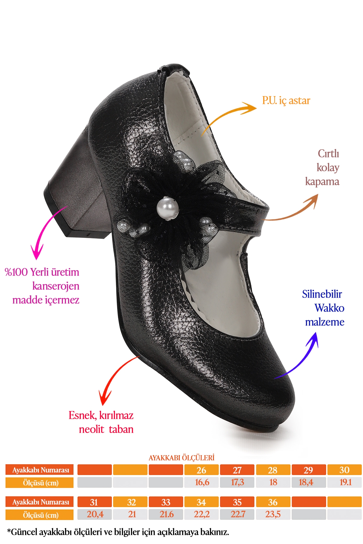 Angelina Vakko Günlük Kız Çocuk 4 Cm Topuklu Abiye Ayakkabı Platin - Görsel 3