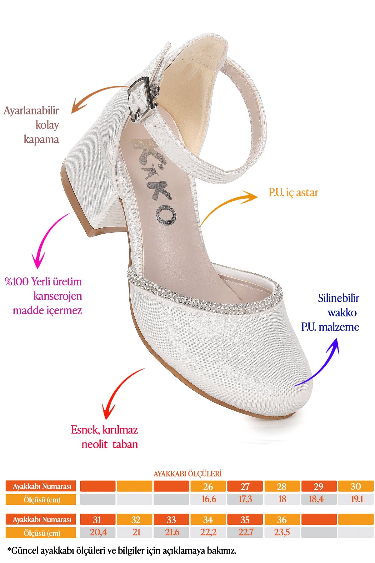 Ressa Vakko Taşlı Kız Çocuk 5 Cm Topuklu Sandalet Abiye Ayakkabı Sedef - Görsel 3