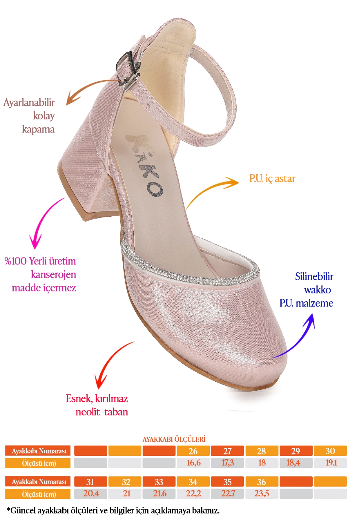 Ressa Vakko Taşlı Kız Çocuk 5 Cm Topuklu Sandalet Abiye Ayakkabı Pudra - Görsel 3