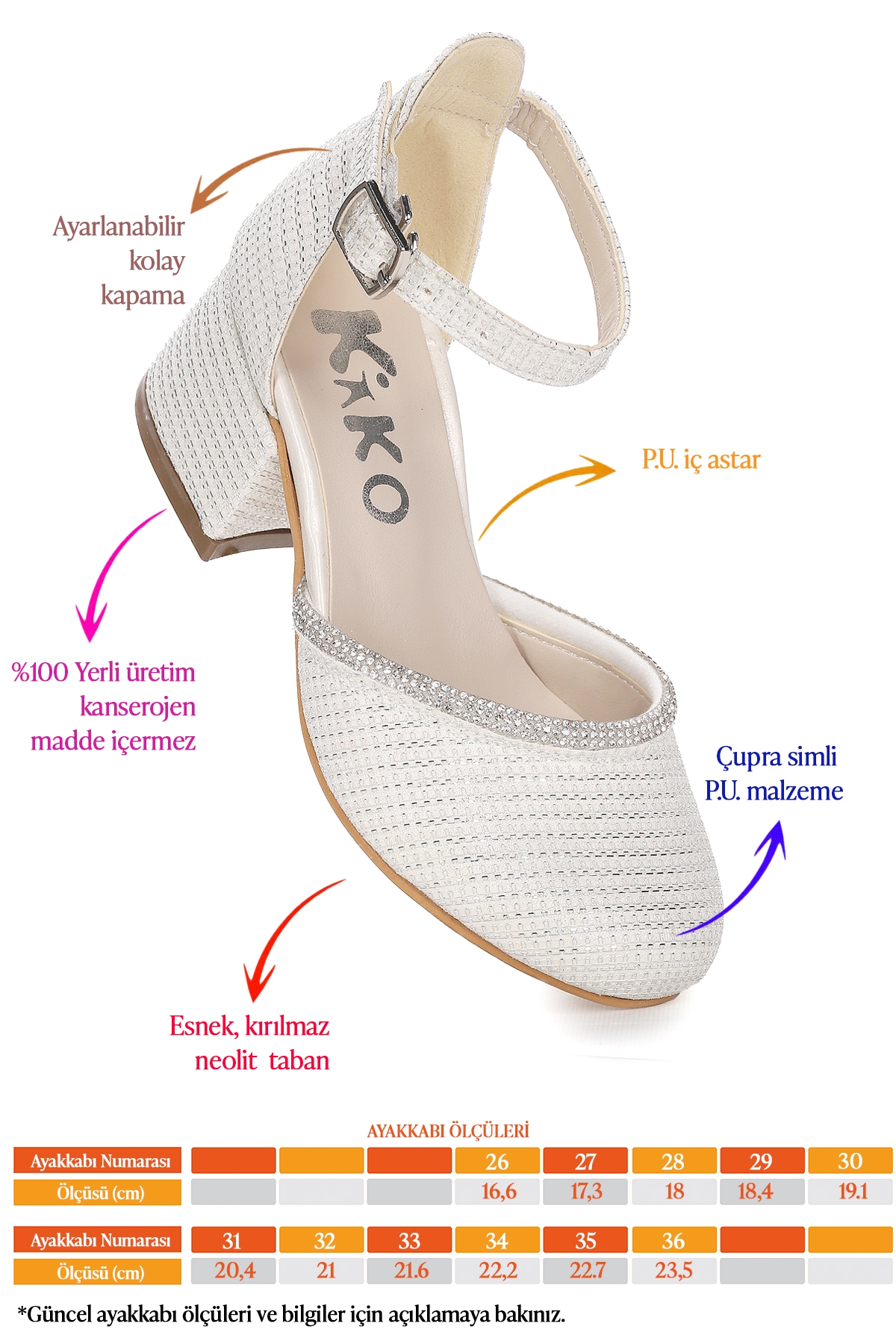 Ressa Çupra Taşlı Kız Çocuk 5 Cm Topuklu Sandalet Abiye Ayakkabı Sedef - Görsel 3