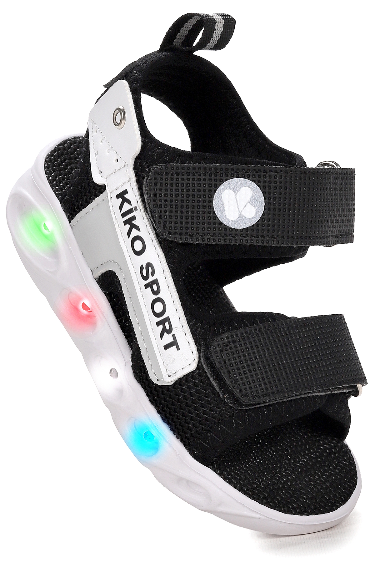 Capala Işıklı Kız/Erkek Çocuk Cırtlı Sandalet Ayakkabı Siyah - Gri - Görsel 2