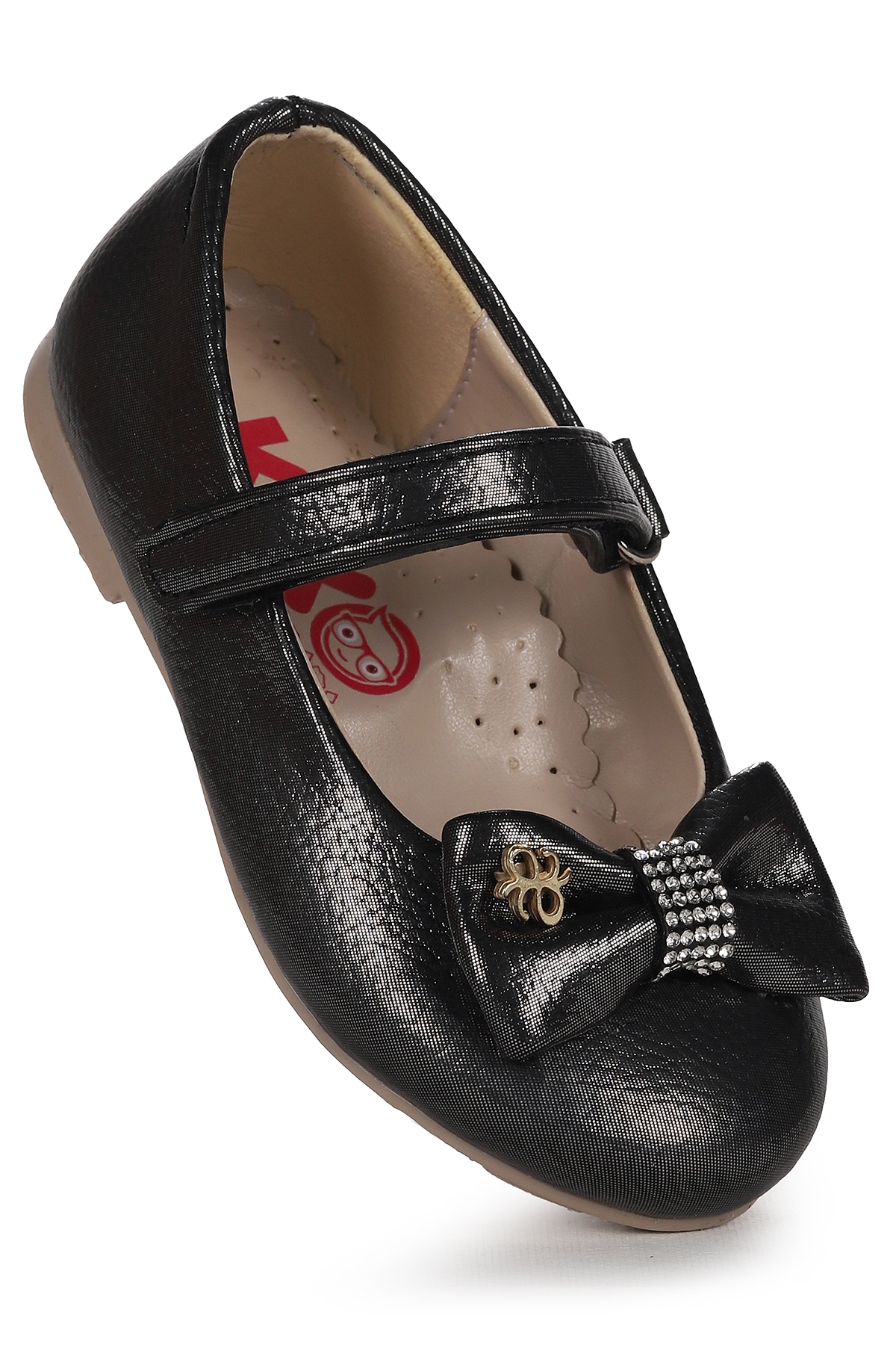 Withbow Vakko Cırtlı Fiyonklu Kız Çocuk Babet Ayakkabı Platin - Görsel 2