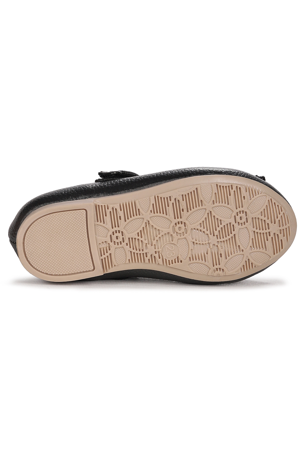 Babe Vakko Cırtlı Fiyonklu Kız Çocuk Babet Ayakkabı Platin - Görsel 6