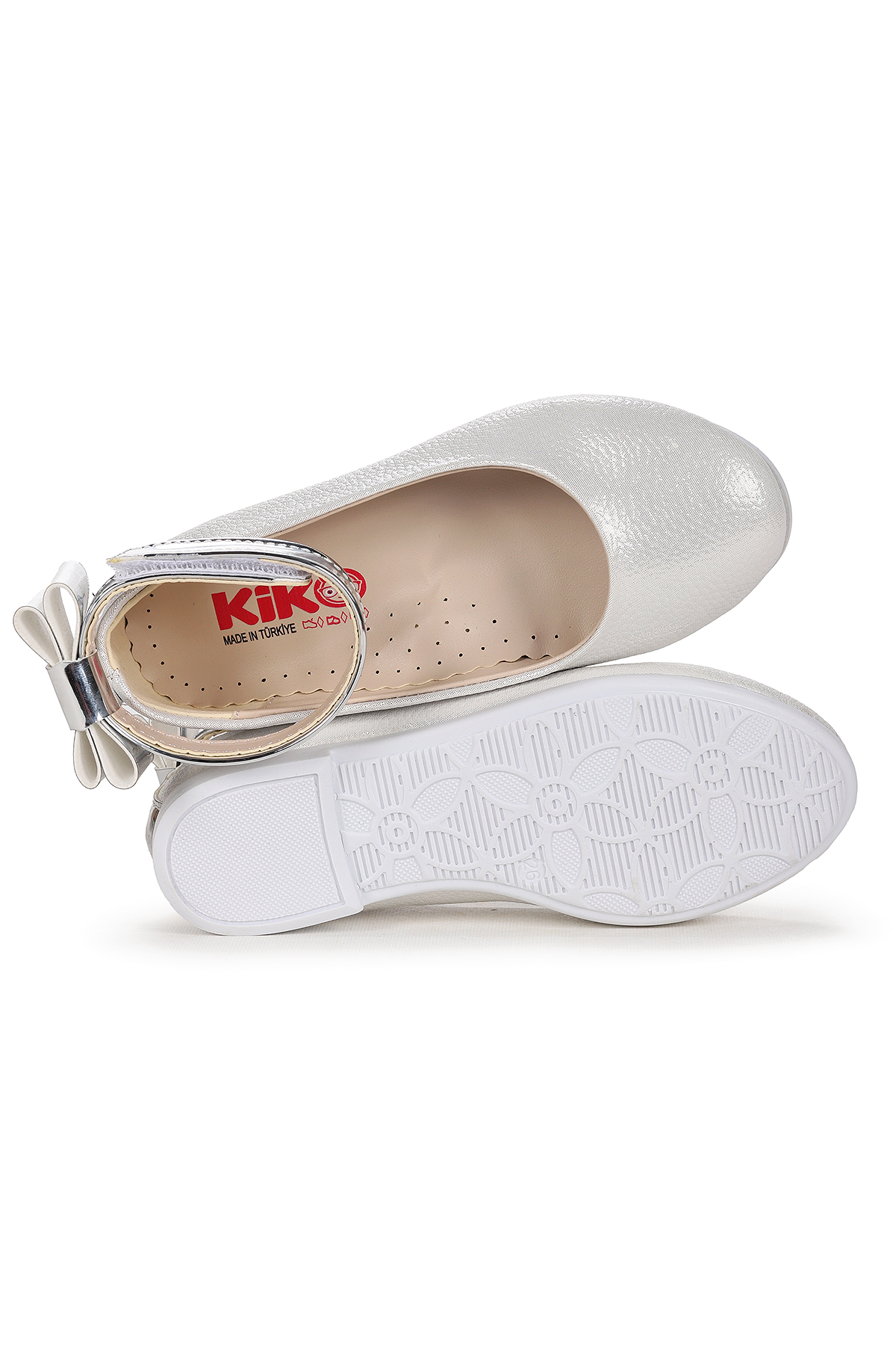 Ankle Vakko Cırtlı Kız Çocuk Fiyonklu Babet Ayakkabı Bilekten Bağlamalı Sedef - Görsel 6