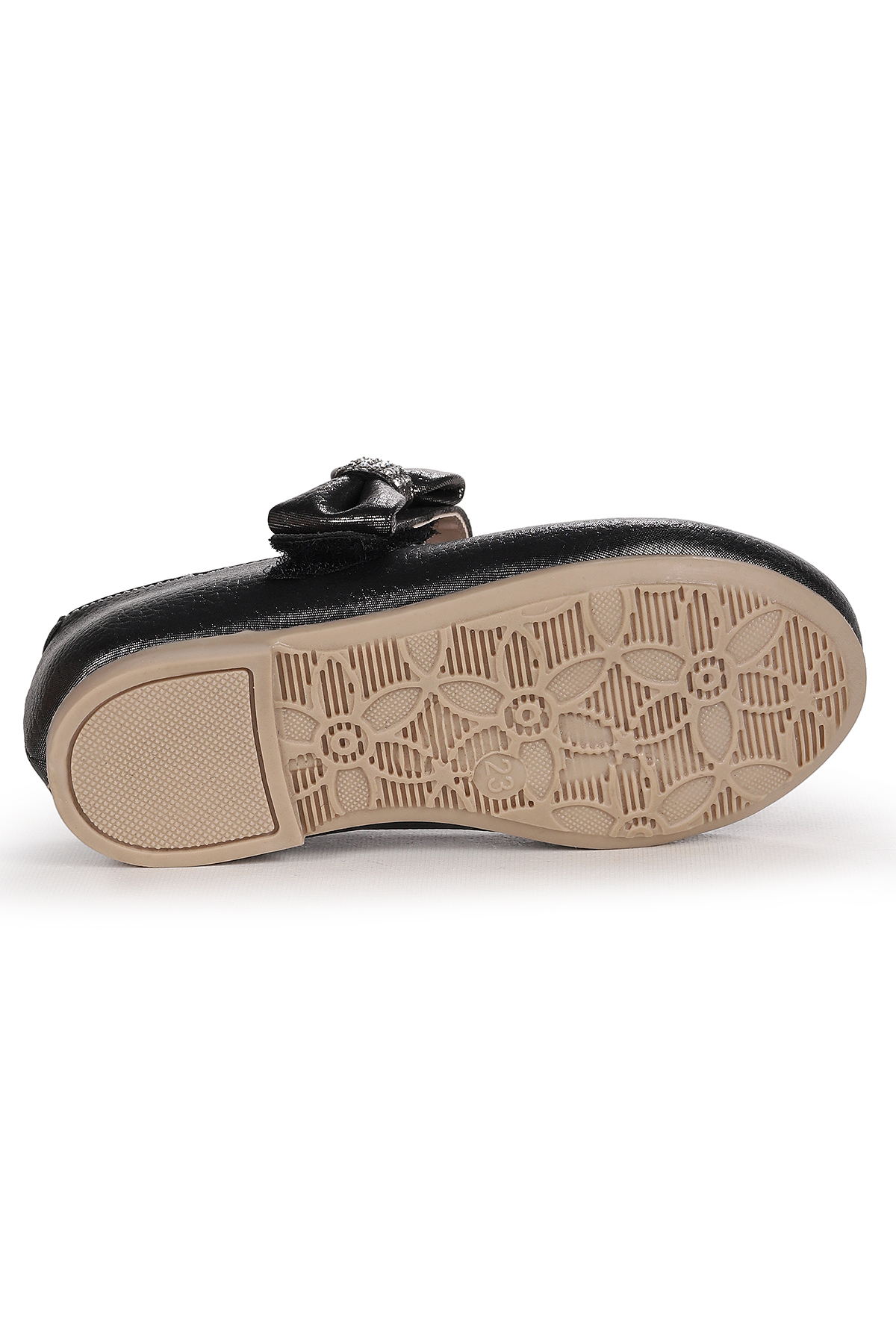 Cerry Vakko Cırtlı Kız Çocuk Taşlı Babet Ayakkabı Platin - Görsel 6