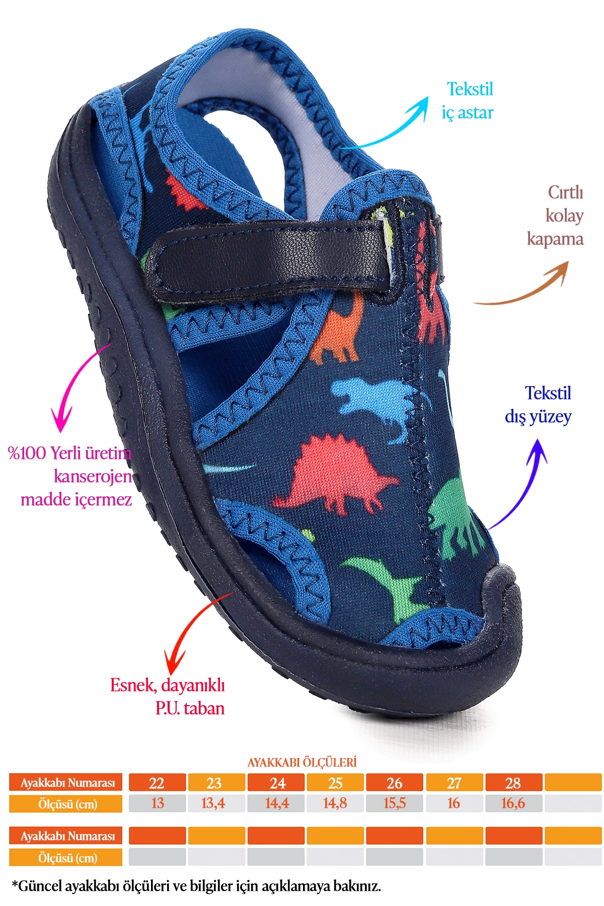 Aqua Erkek/Kız Çocuk Sandalet Panduf Ayakkabı 2001 Animal Lacivert - Görsel 3