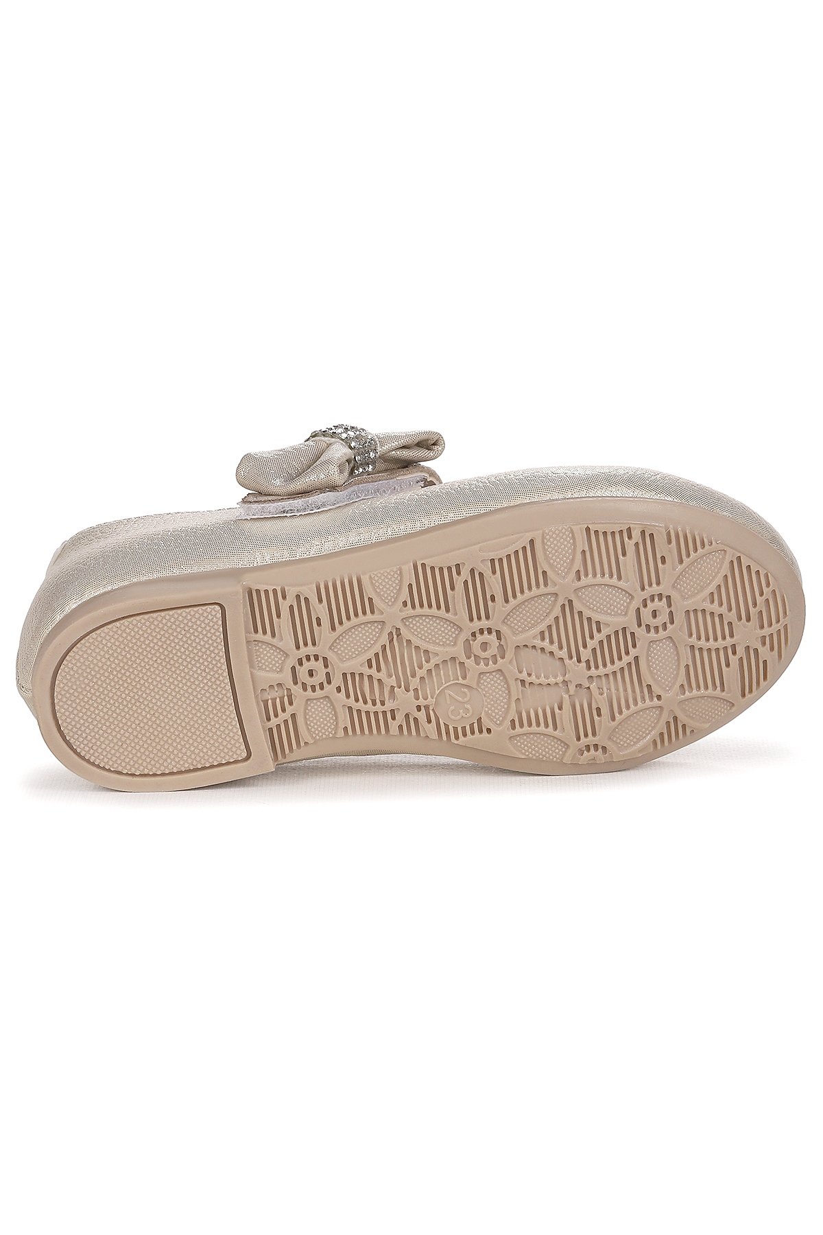 Cerry Vakko Cırtlı Kız Çocuk Taşlı Babet Ayakkabı Altın - Görsel 6