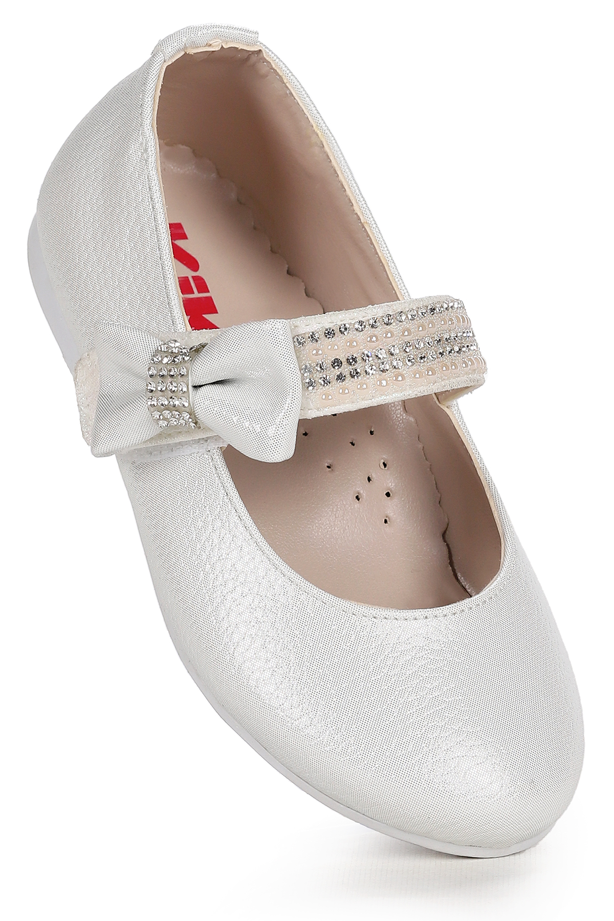 Cerry Vakko Cırtlı Kız Çocuk Taşlı Babet Ayakkabı Sedef - Görsel 2