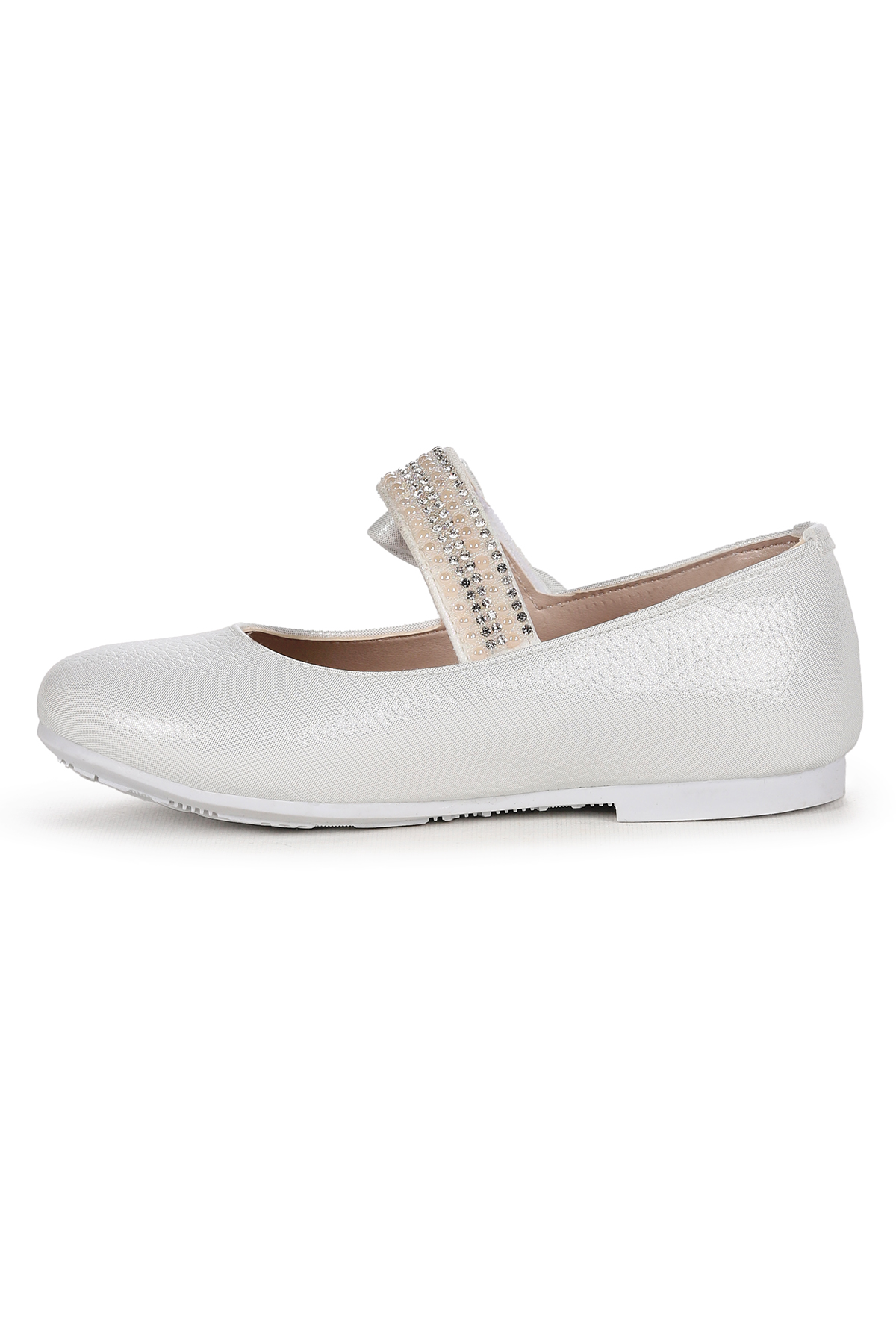 Cerry Vakko Cırtlı Kız Çocuk Taşlı Babet Ayakkabı Sedef - Görsel 5