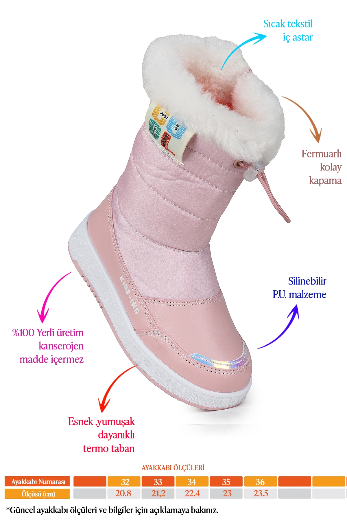 Kiko Kids Kiko Kids Pembe Havana Fermuarlı Günlük Kız Çocuk Kar Botu Pudra | Flo Pembe - 3. görsel