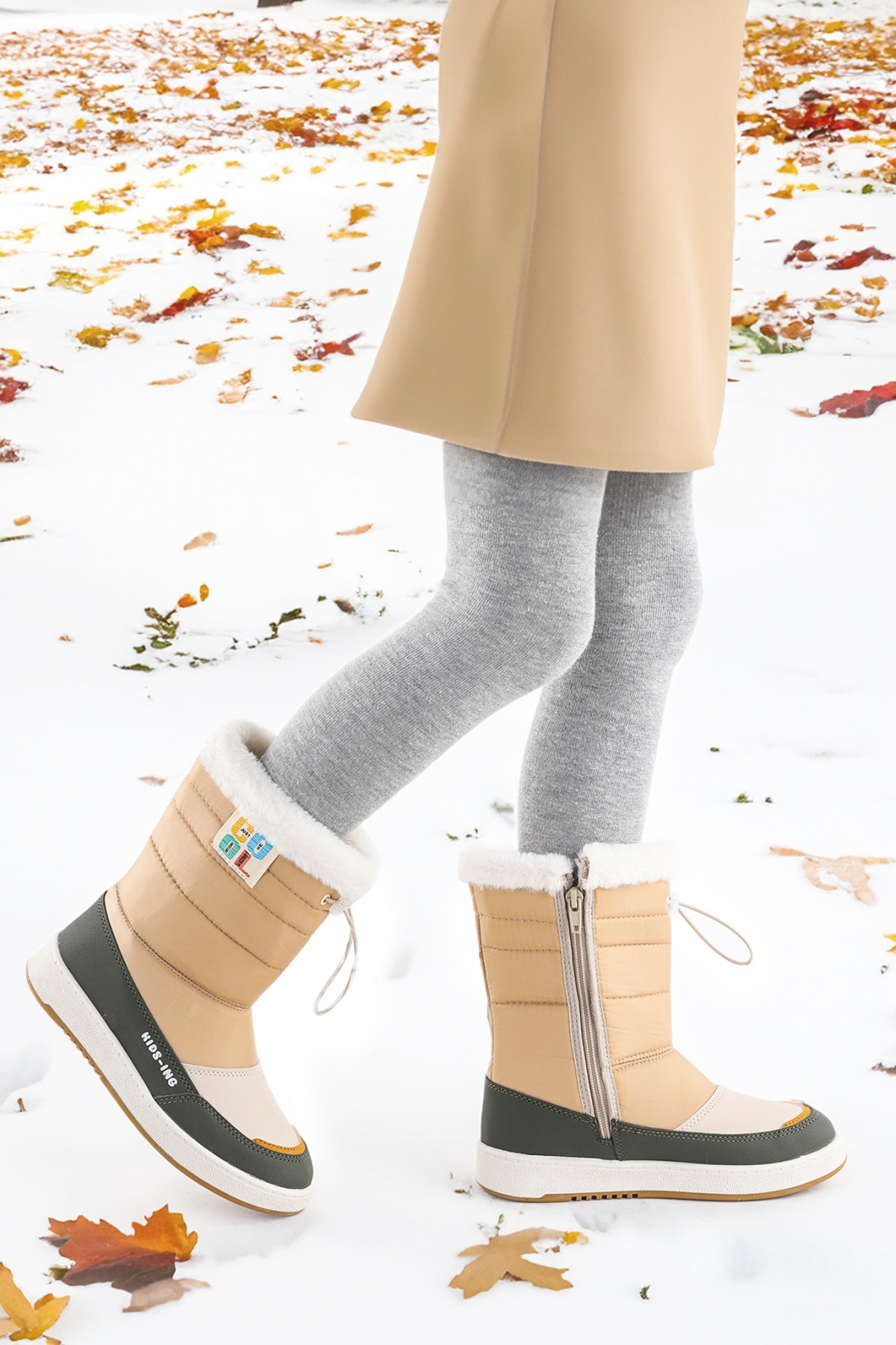 Havana Fermuarlı Günlük Kız Çocuk Kar Botu Bej - Görsel 4