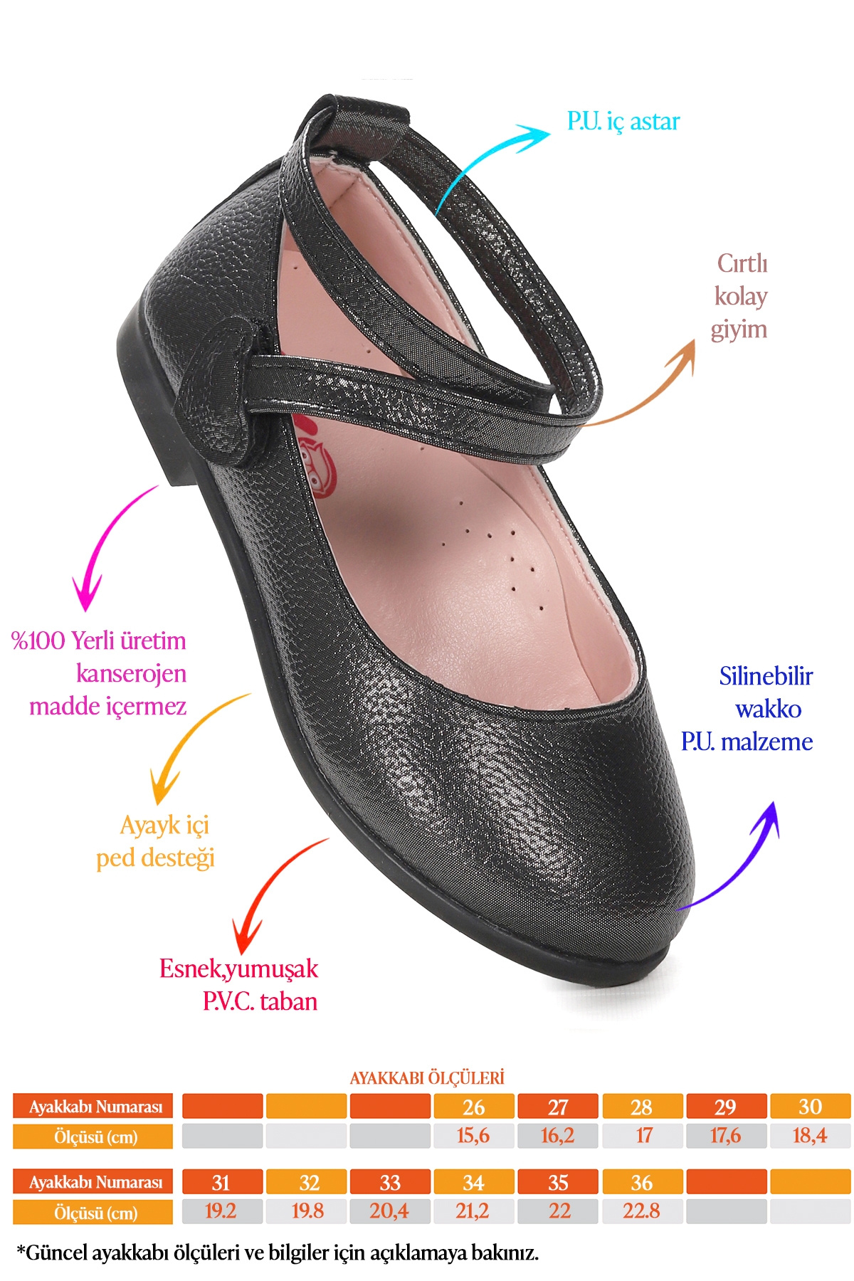 Vette Vakko Cırtlı Kız Çocuk Babet Ayakkabı Platin - Görsel 3