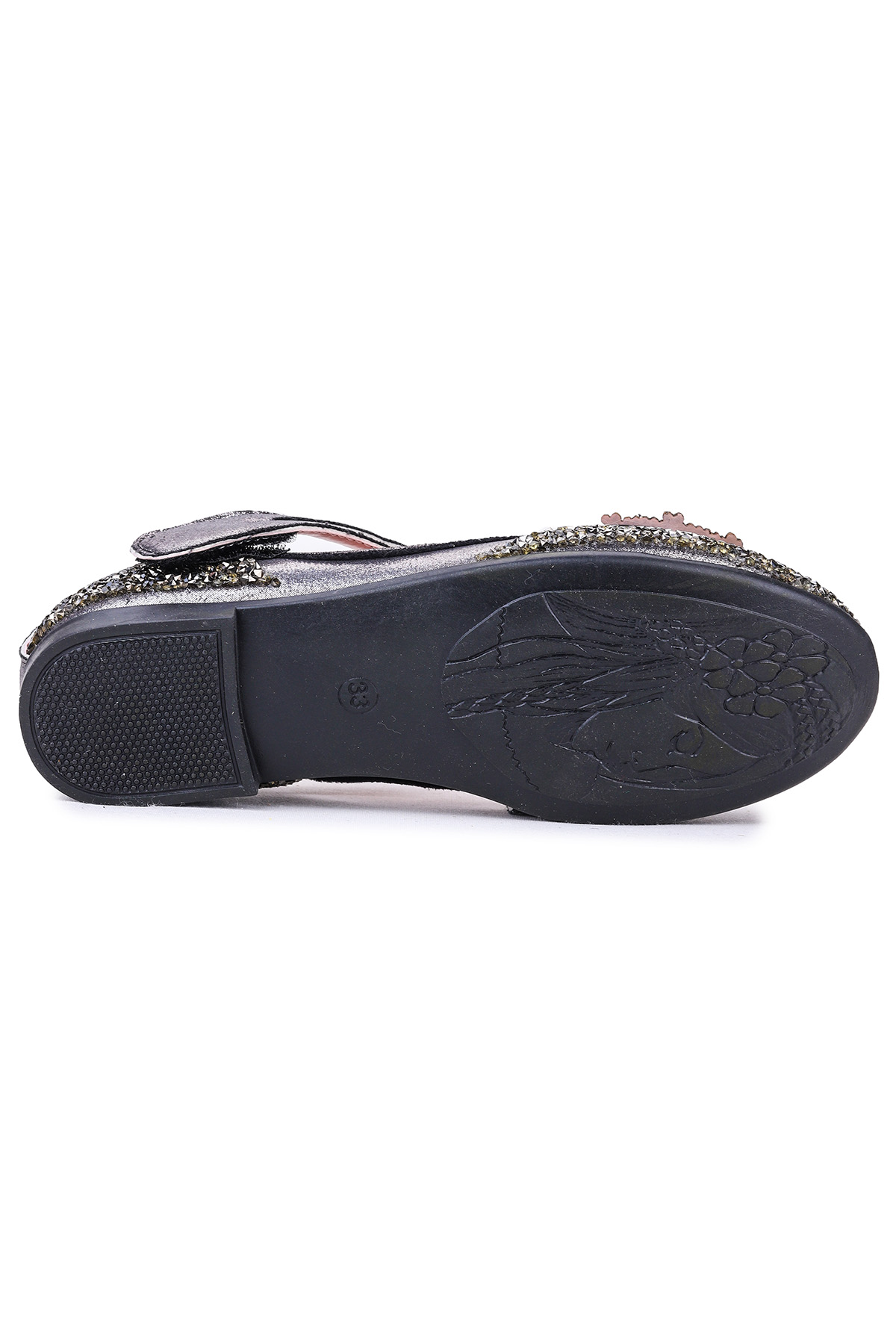 Maena Vakko Cırtlı Fiyonklu Kız Çocuk Babet Ayakkabı Platin - Görsel 6