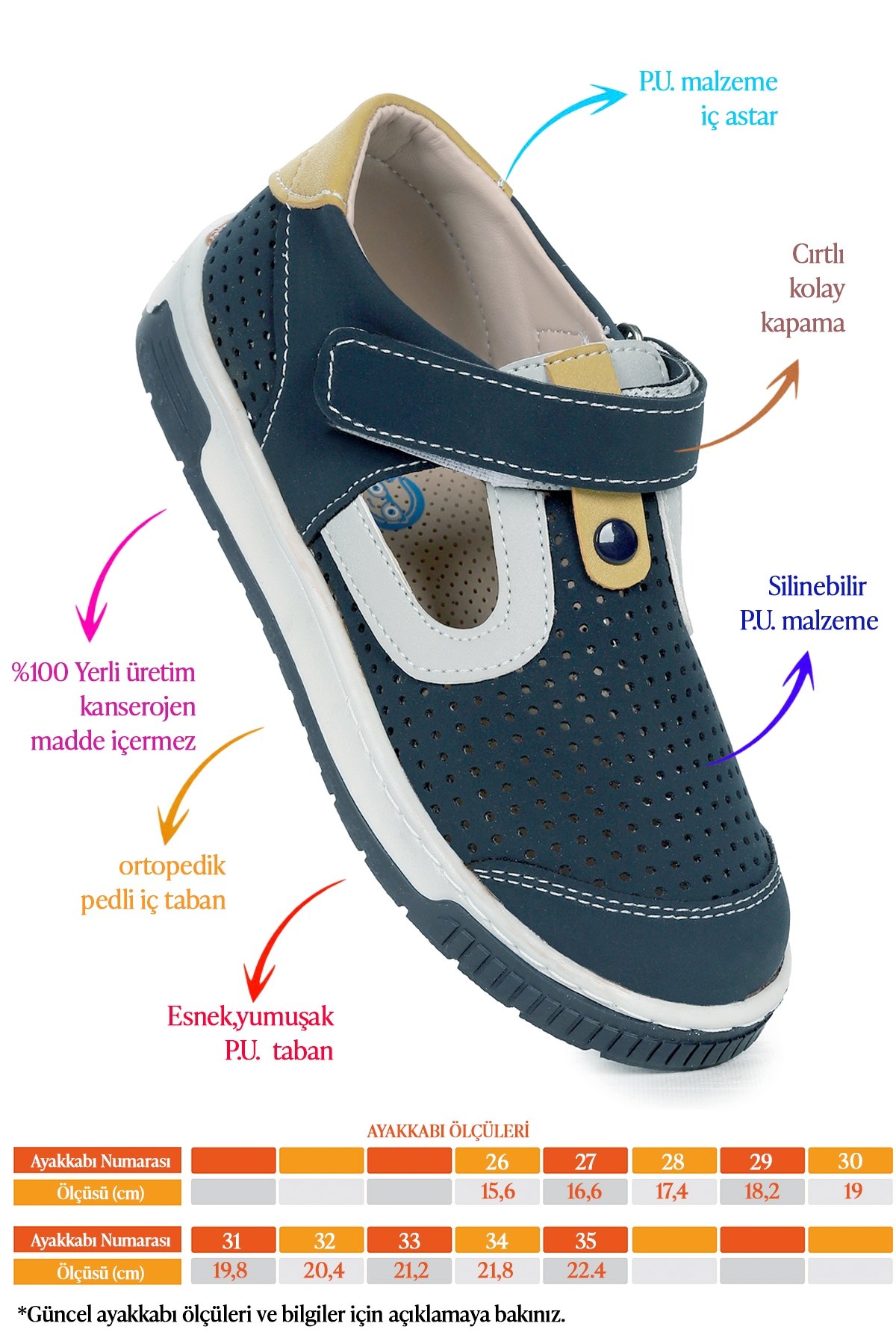 Erkek Çocuk Günlük Ayakkabı Arz 2319 Petrol - Sarı - Görsel 3