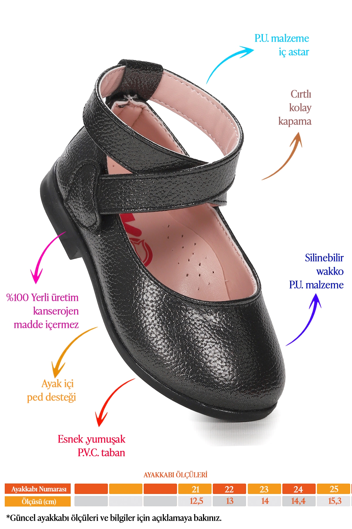 Vette Vakko Cırtlı Kız Bebek Babet Ayakkabı Platin - Görsel 3