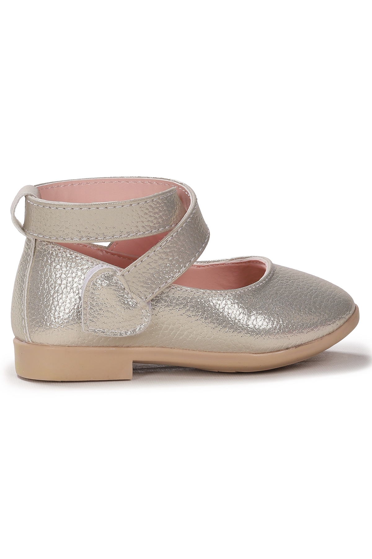 Vette Vakko Cırtlı Kız Bebek Babet Ayakkabı Altın - Görsel 5