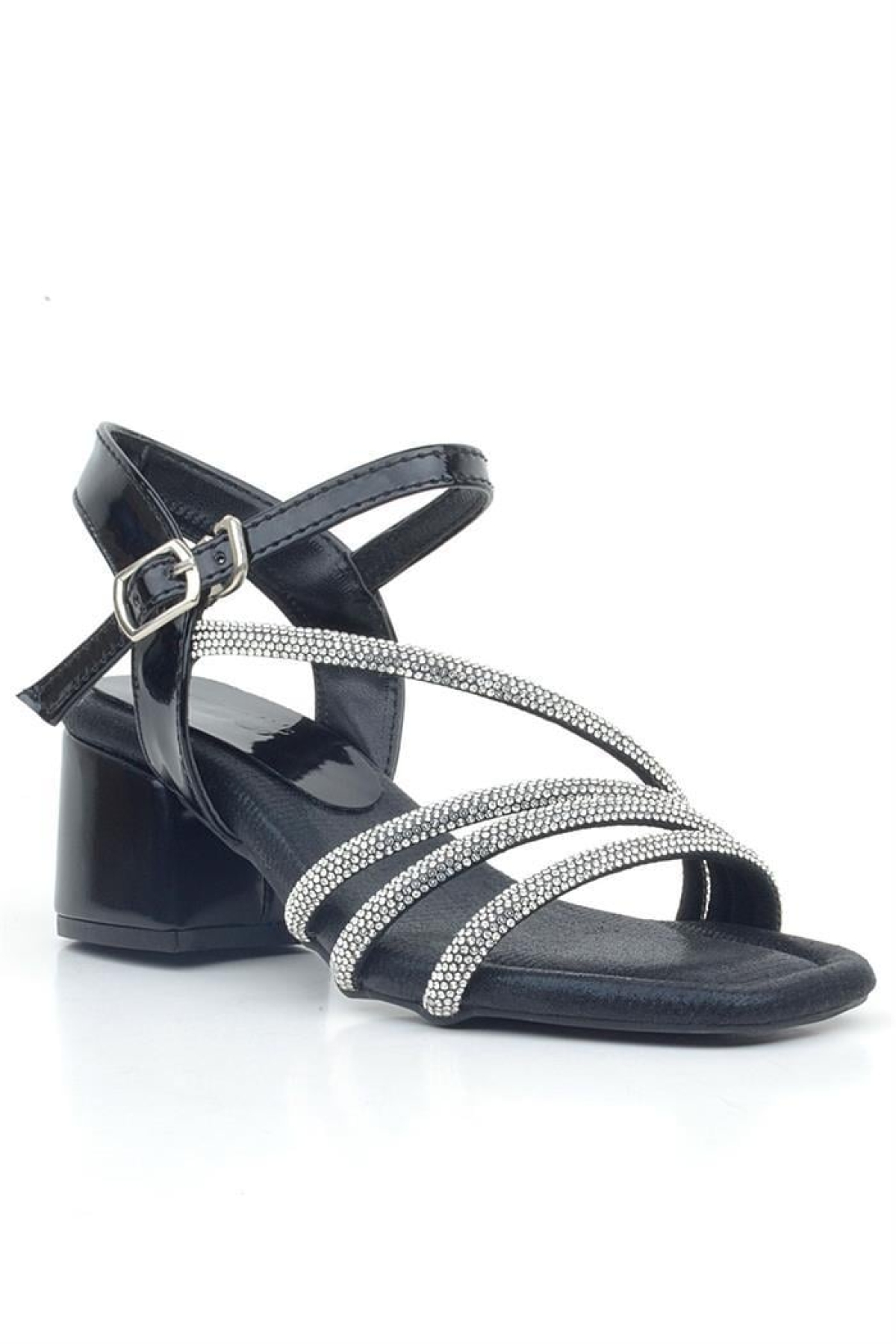 Moana Siyah Taş Detaylı Kız Çocuk Topuklu Abiye Ayakkabı - Görsel 2
