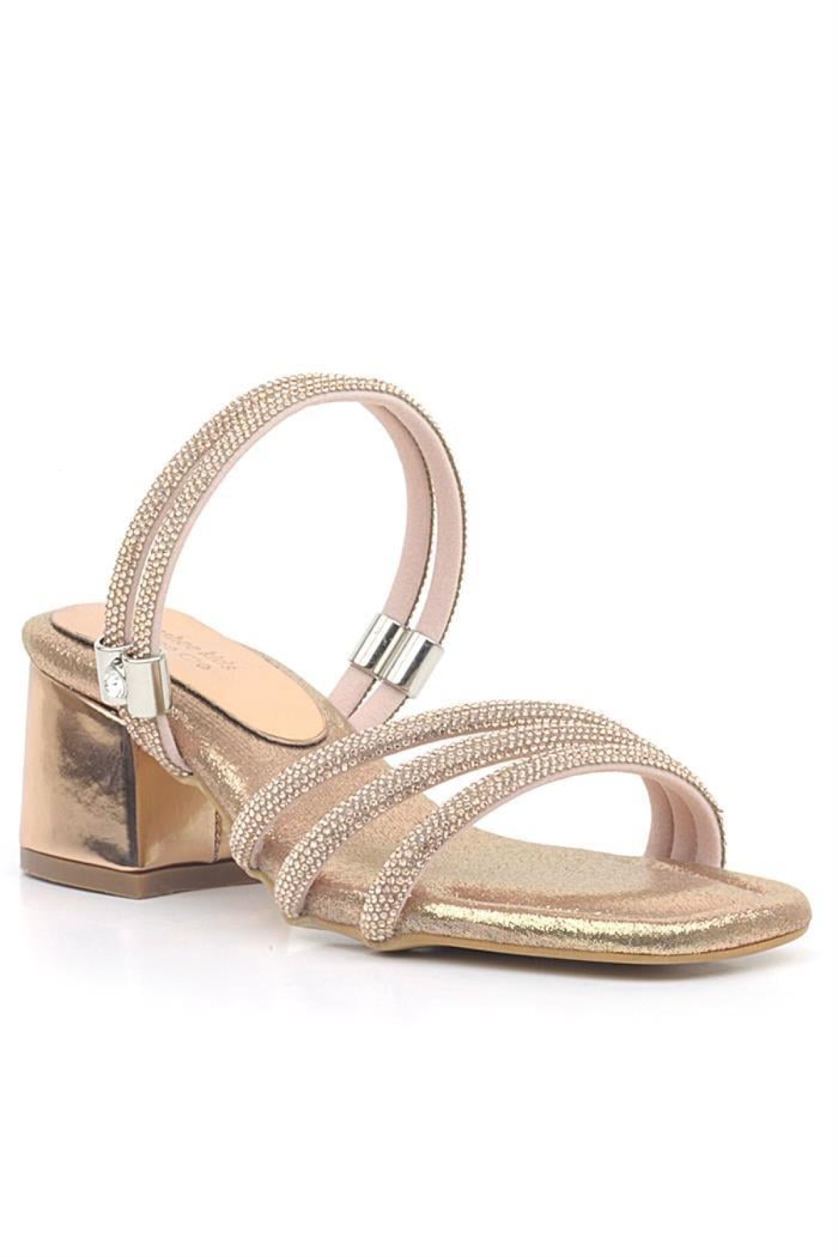 Judy Bakır Taşlı Kız Çocuk Topuklu Terlik Ayakkabı - Görsel 2