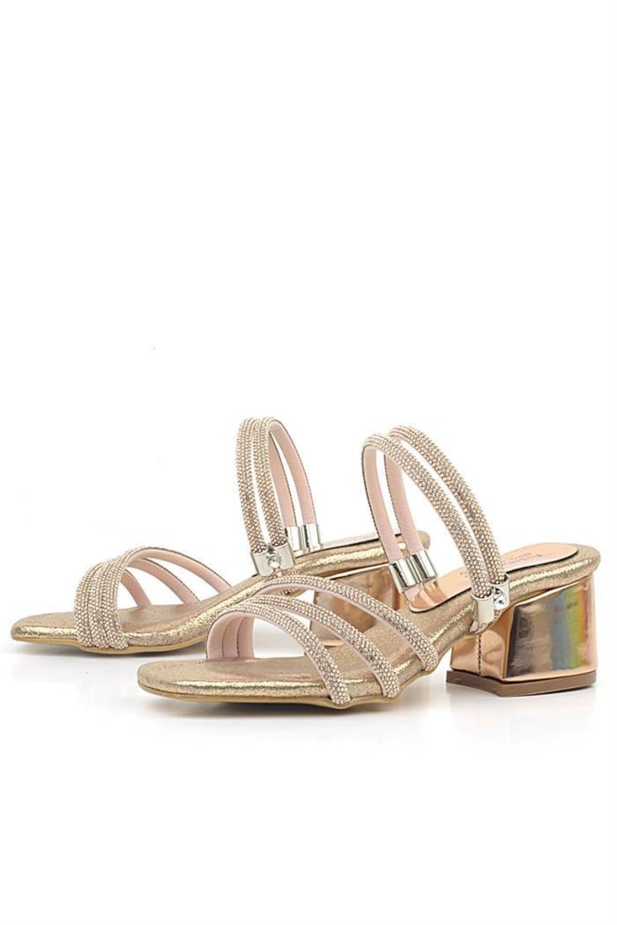 Judy Bakır Taşlı Kız Çocuk Topuklu Terlik Ayakkabı - Görsel 6