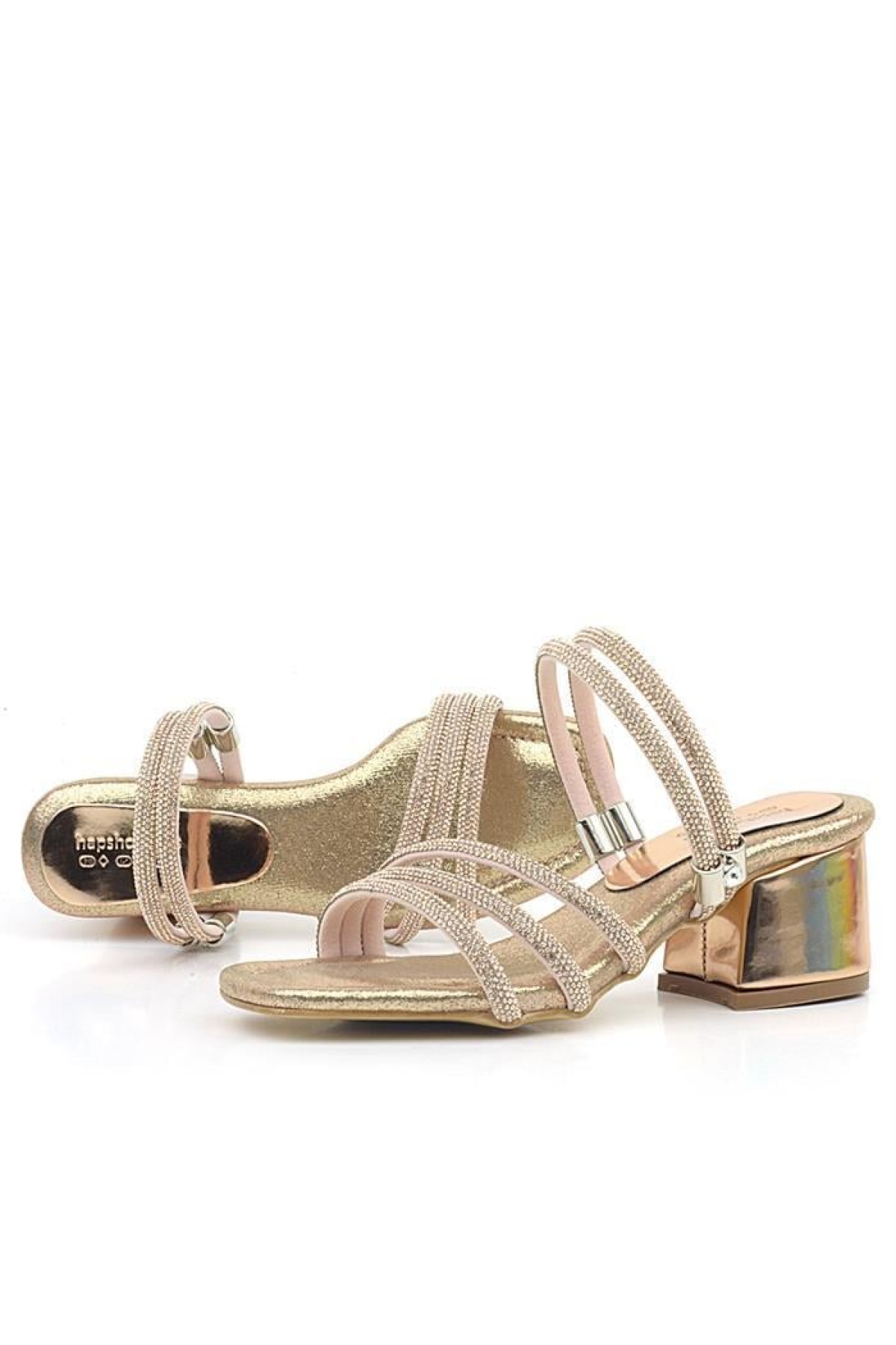 Judy Bakır Taşlı Kız Çocuk Topuklu Terlik Ayakkabı - Görsel 7