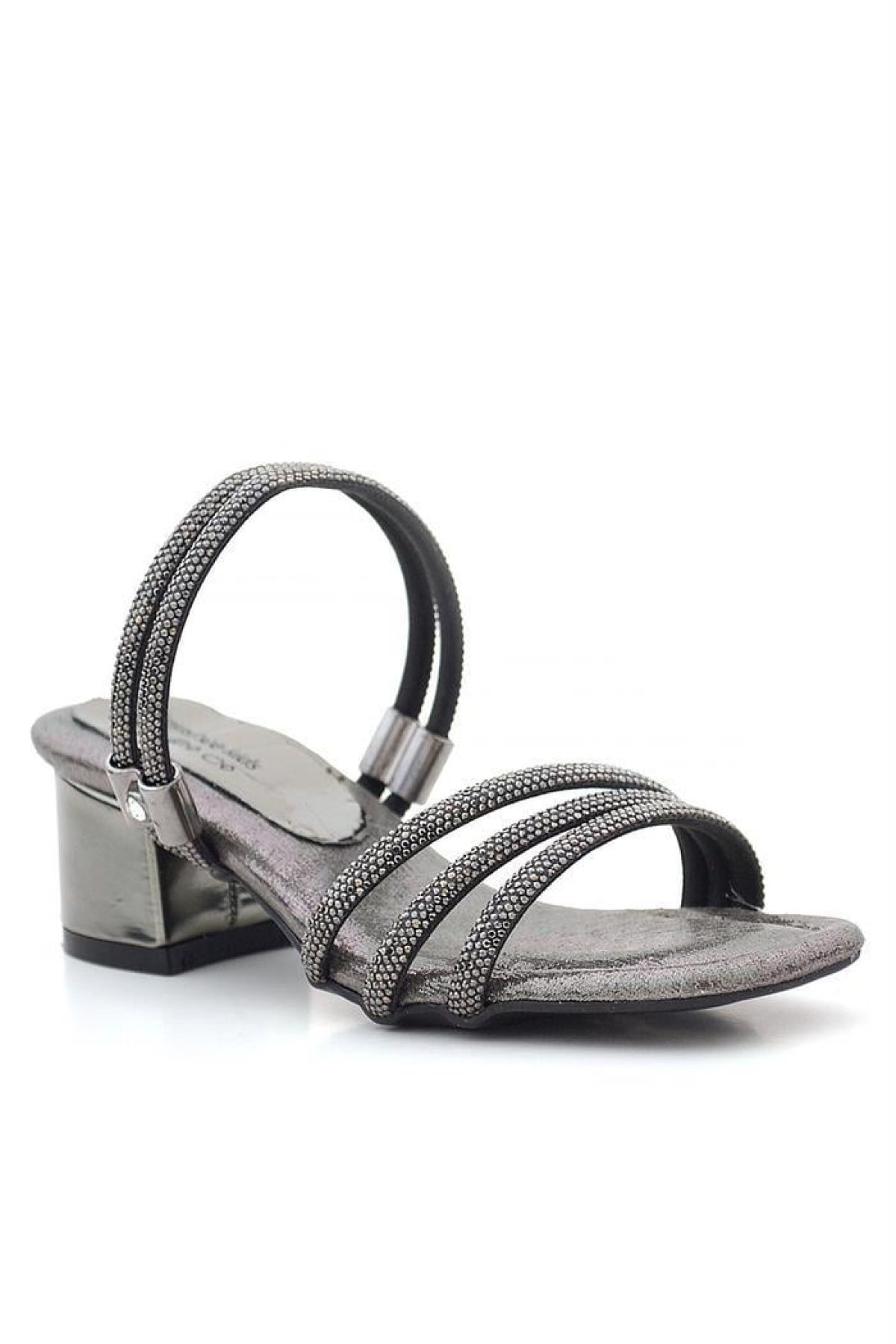 Judy Platin Taşlı Kız Çocuk Topuklu Terlik Ayakkabı - Görsel 2