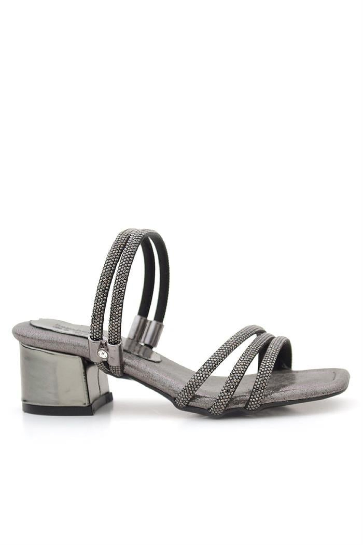 Judy Platin Taşlı Kız Çocuk Topuklu Terlik Ayakkabı - Görsel 4