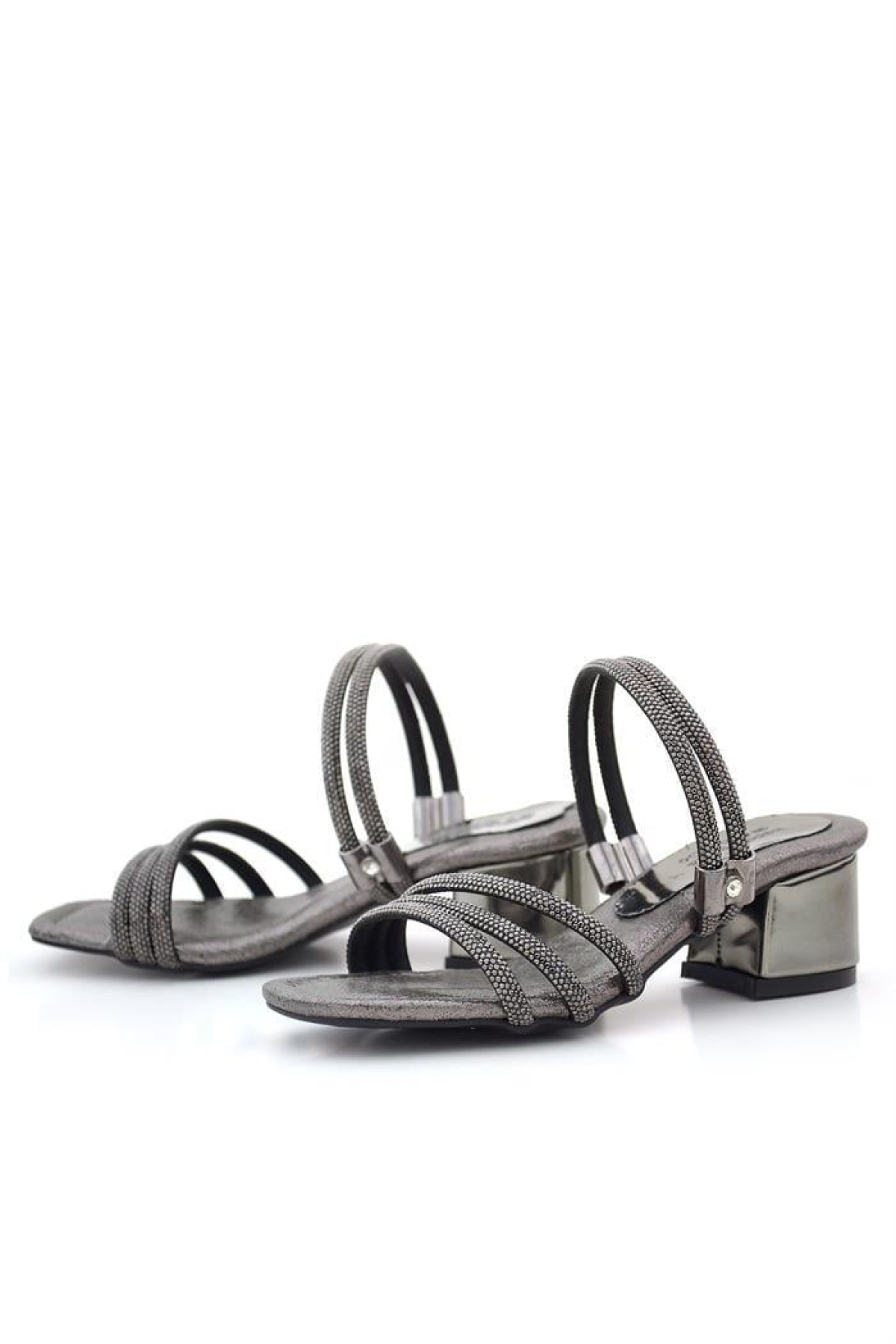 Judy Platin Taşlı Kız Çocuk Topuklu Terlik Ayakkabı - Görsel 7