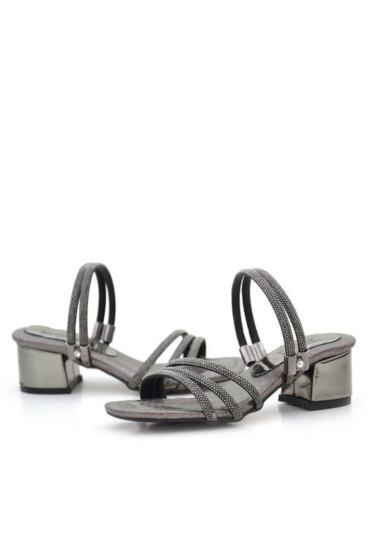 Judy Platin Taşlı Kız Çocuk Topuklu Terlik Ayakkabı - Görsel 8