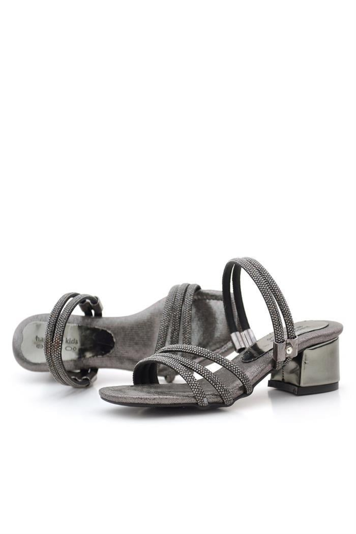 Judy Platin Taşlı Kız Çocuk Topuklu Terlik Ayakkabı - Görsel 9